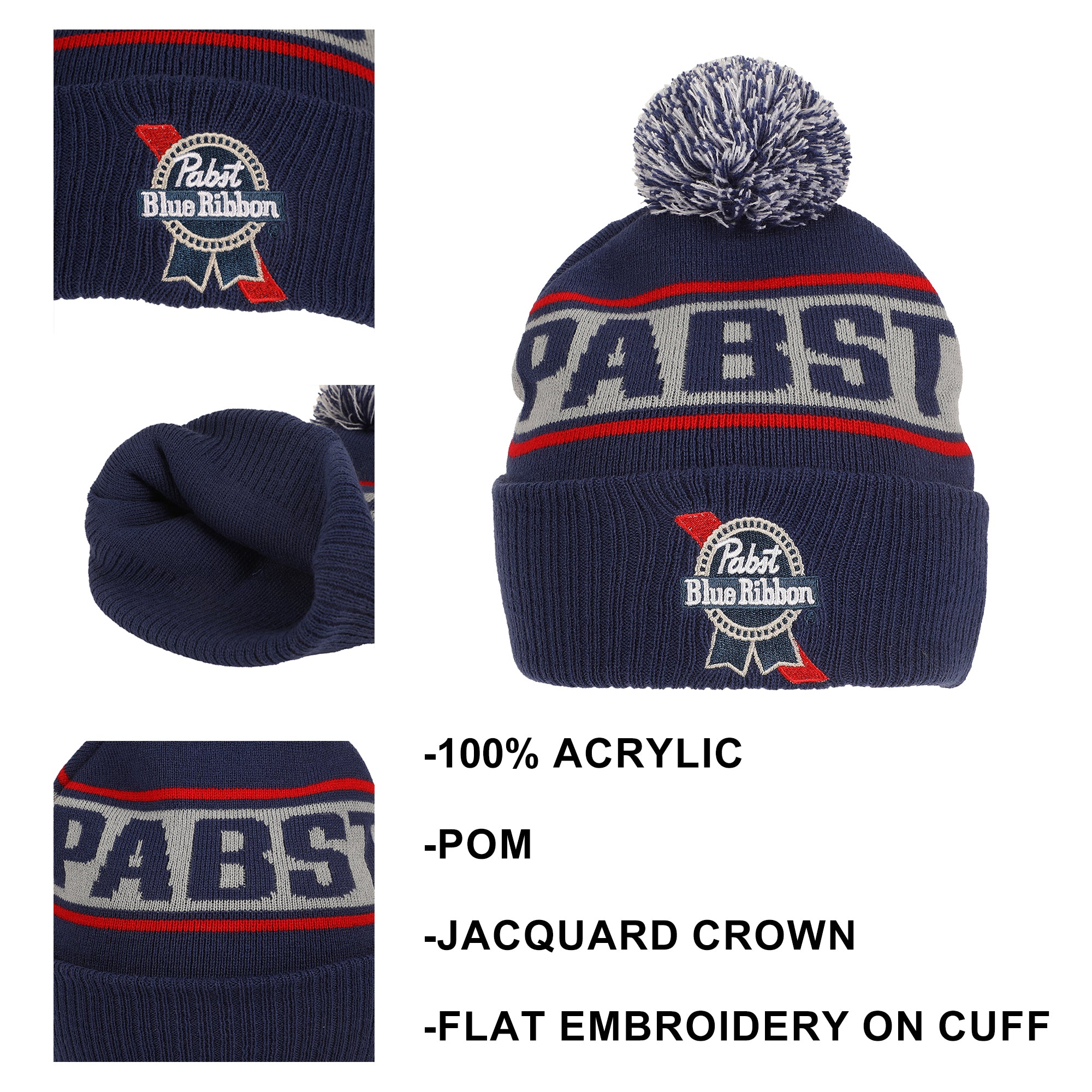 Pabst Logo & Stripe Blue Cuff Beanie