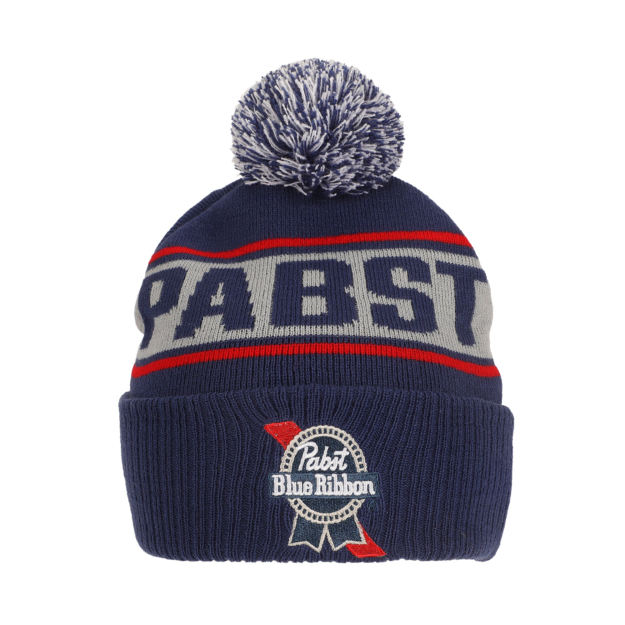 Pabst Logo & Stripe Blue Cuff Beanie