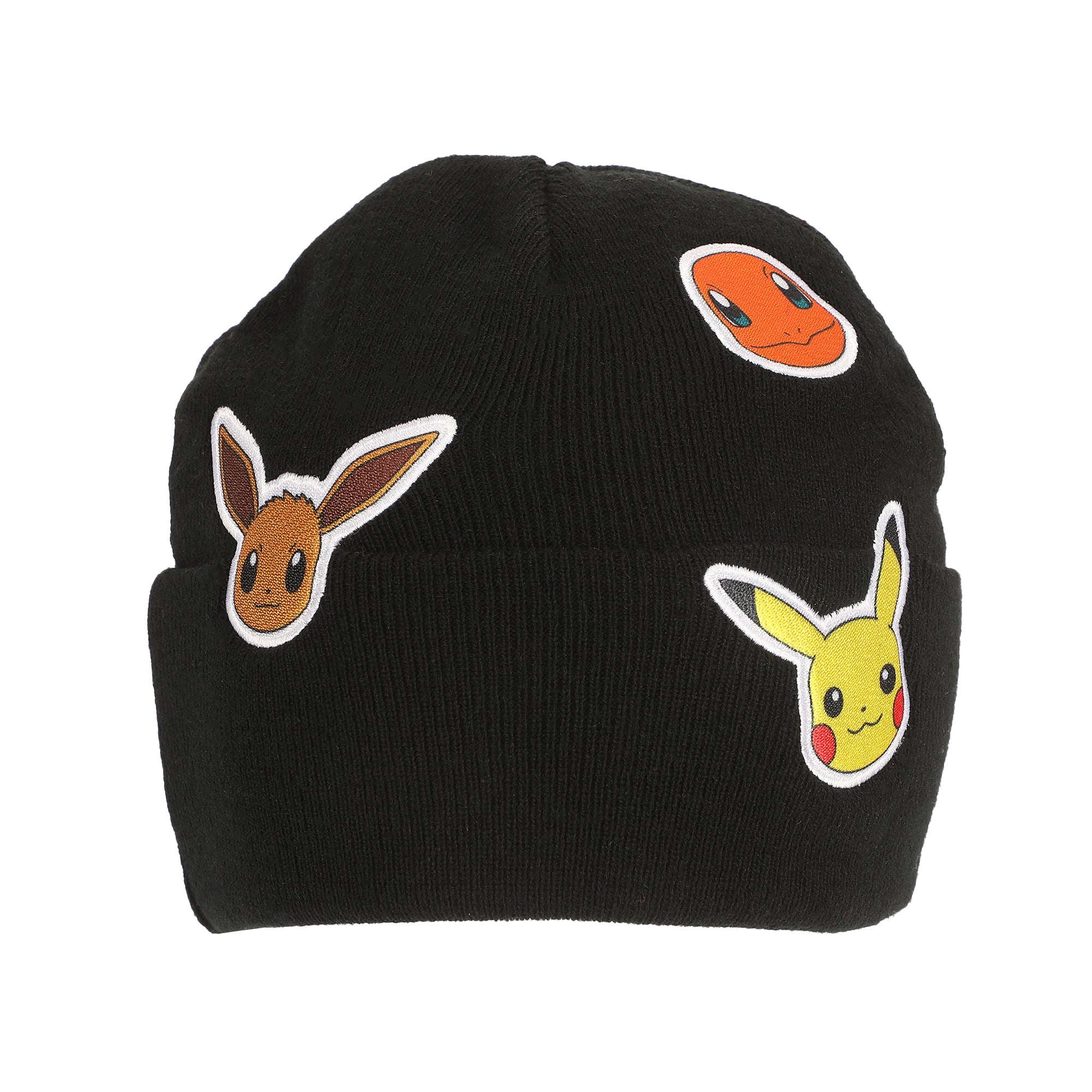 Pokémon Printed Character Patches Black Cuff Beanie