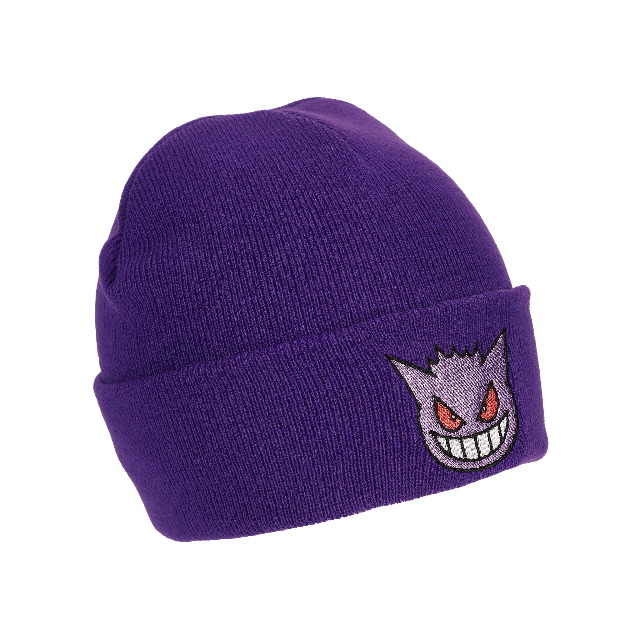 Pokemon Gengar Face Embroidery Acrylic Knit Standard Cuff Beanie