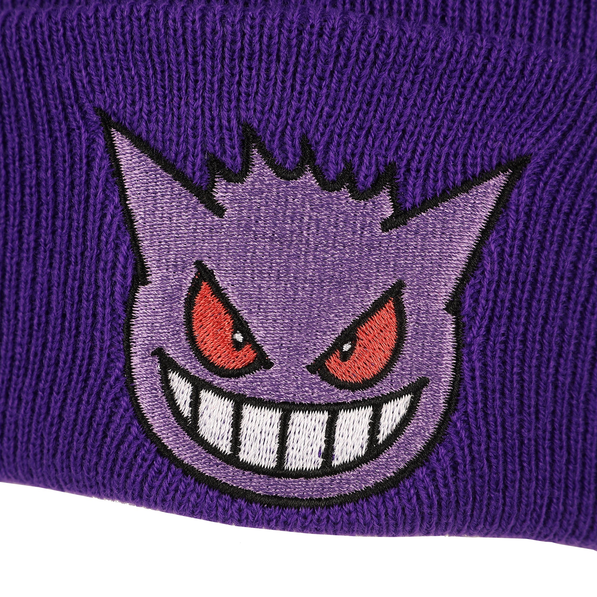 Pokemon Gengar Face Embroidery Acrylic Knit Standard Cuff Beanie