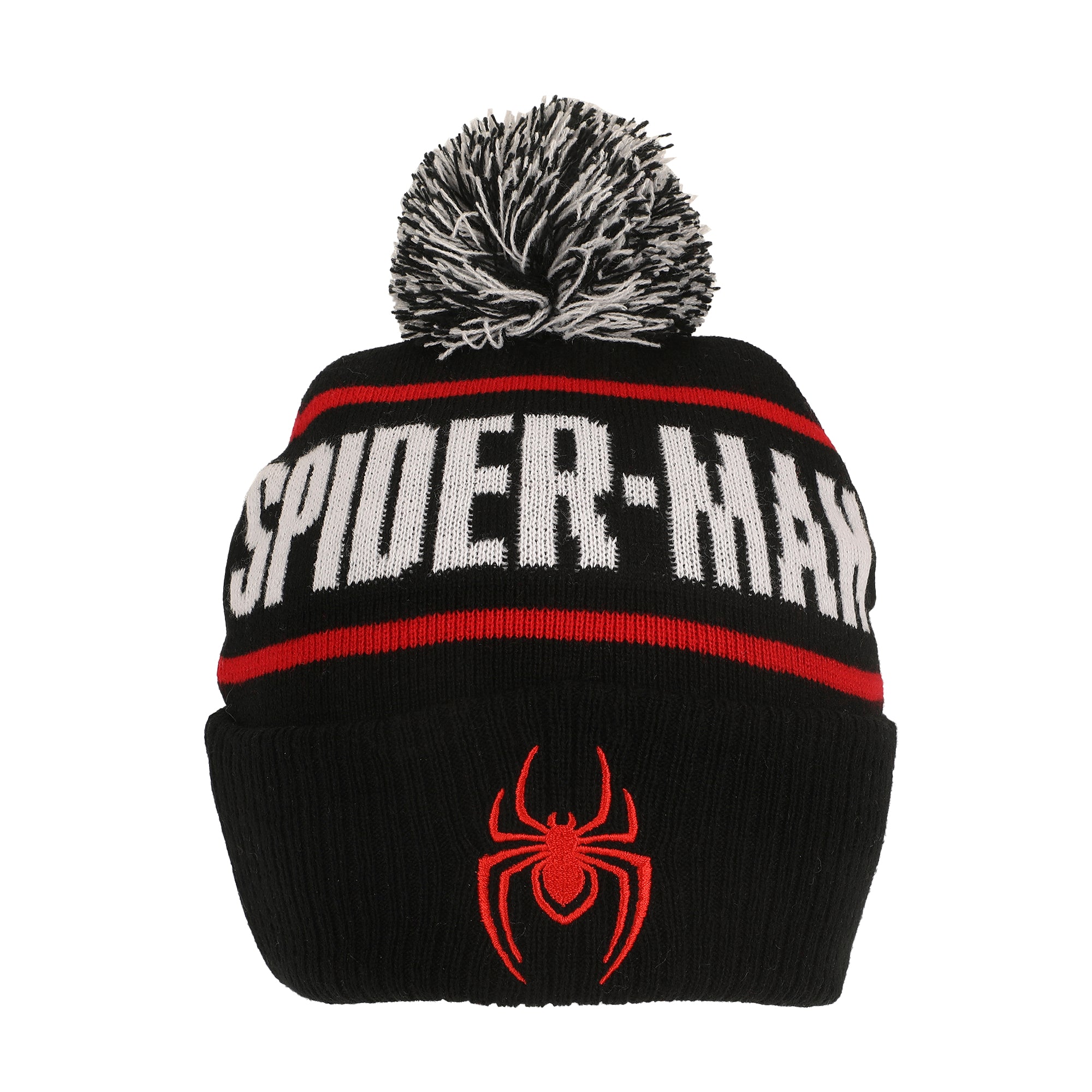 Spider-Man Logo & Name Text Black Cuff Beanie