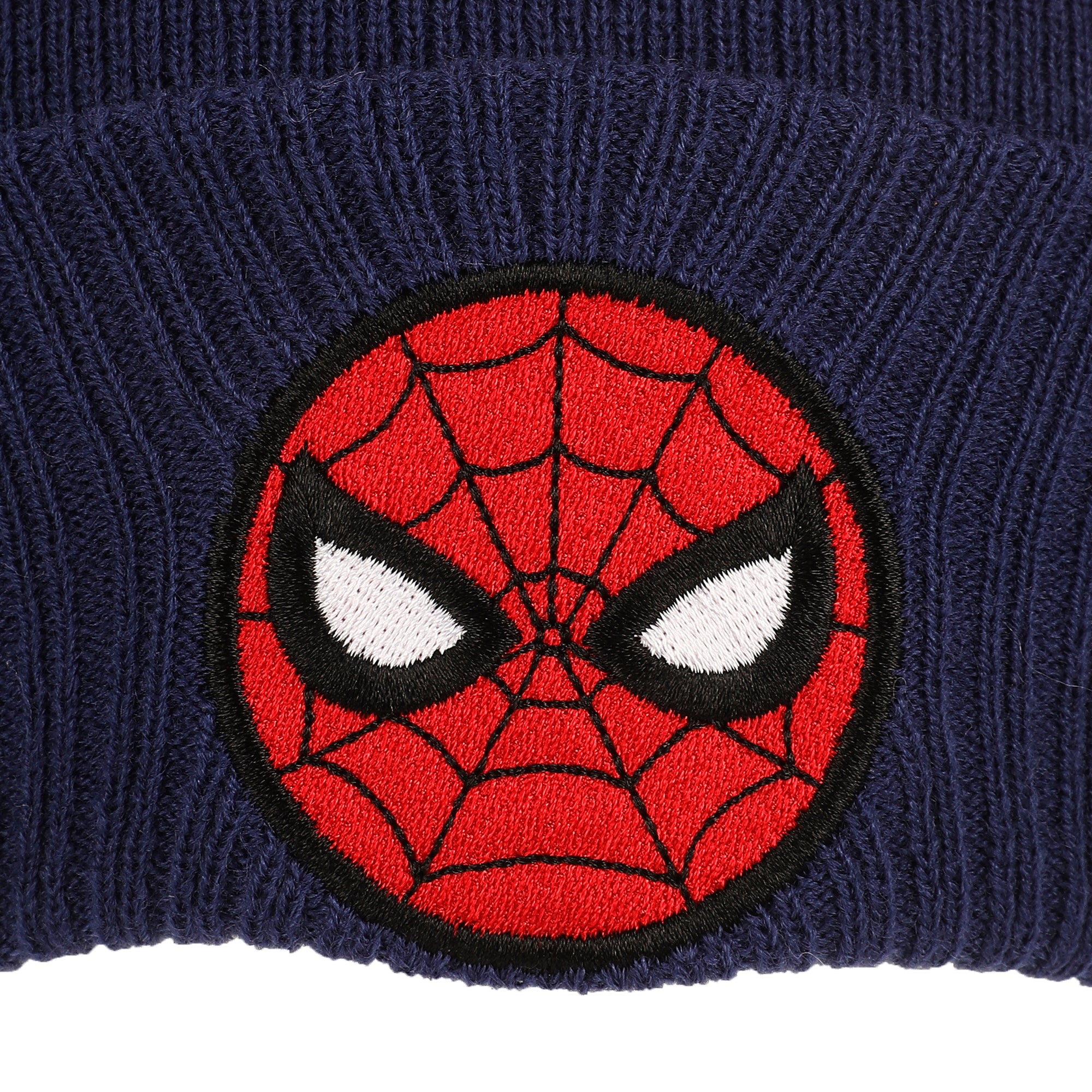 Spider-Man Chibi Mask & Logo Blue Cuff Beanie
