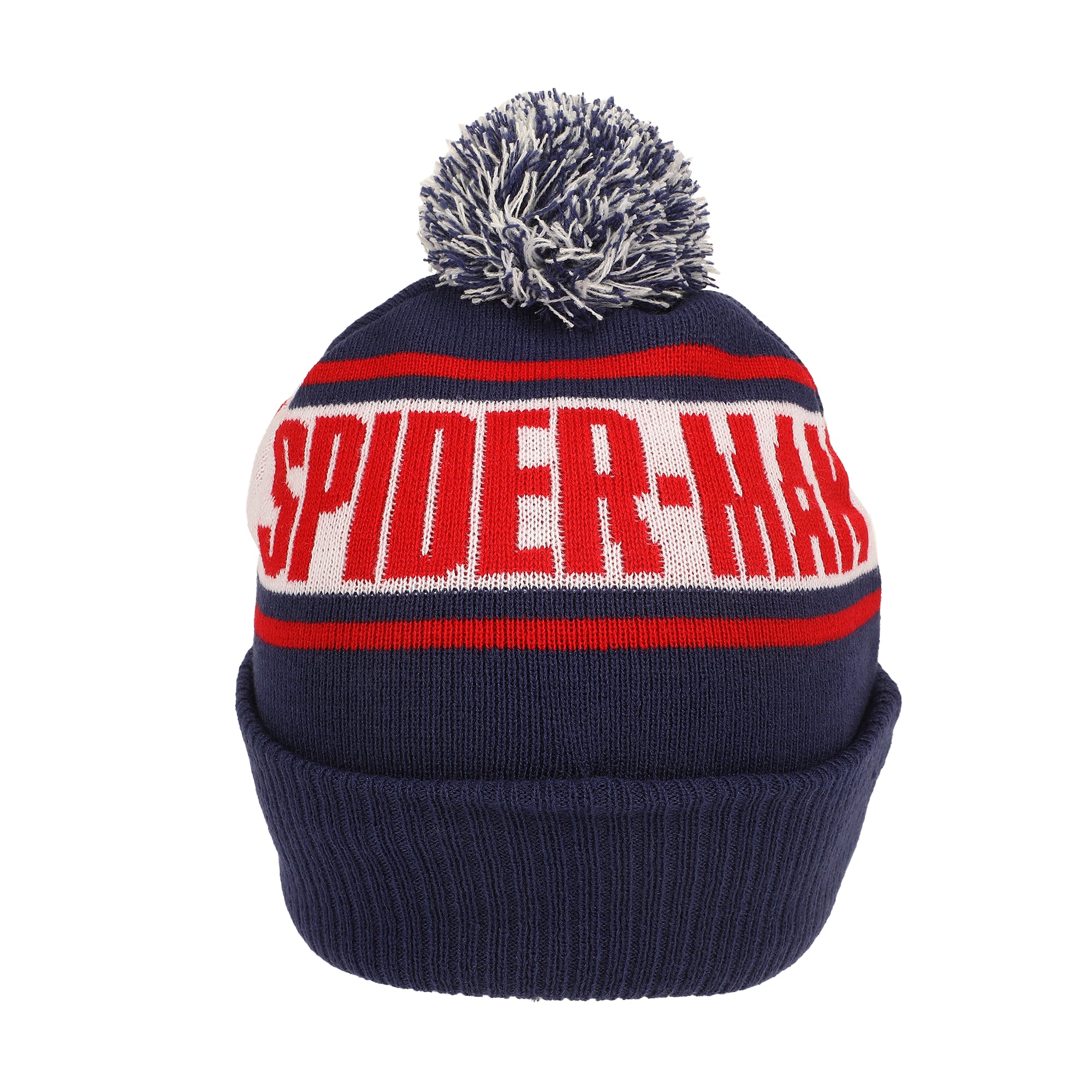 Spider-Man Chibi Mask & Logo Blue Cuff Beanie