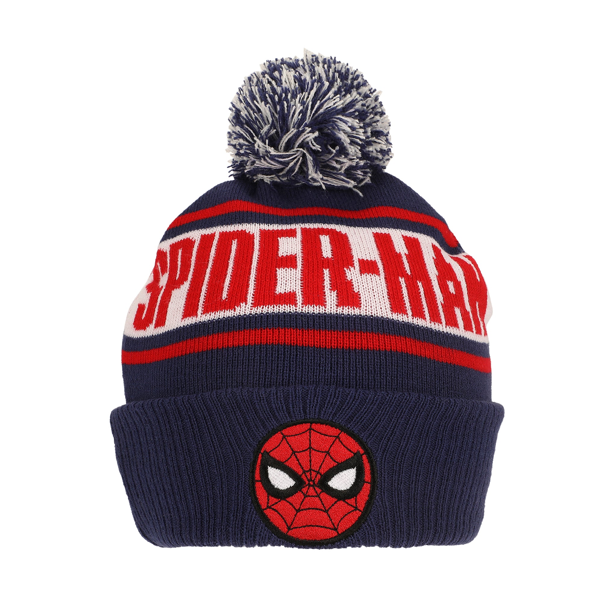 Spider-Man Chibi Mask & Logo Blue Cuff Beanie