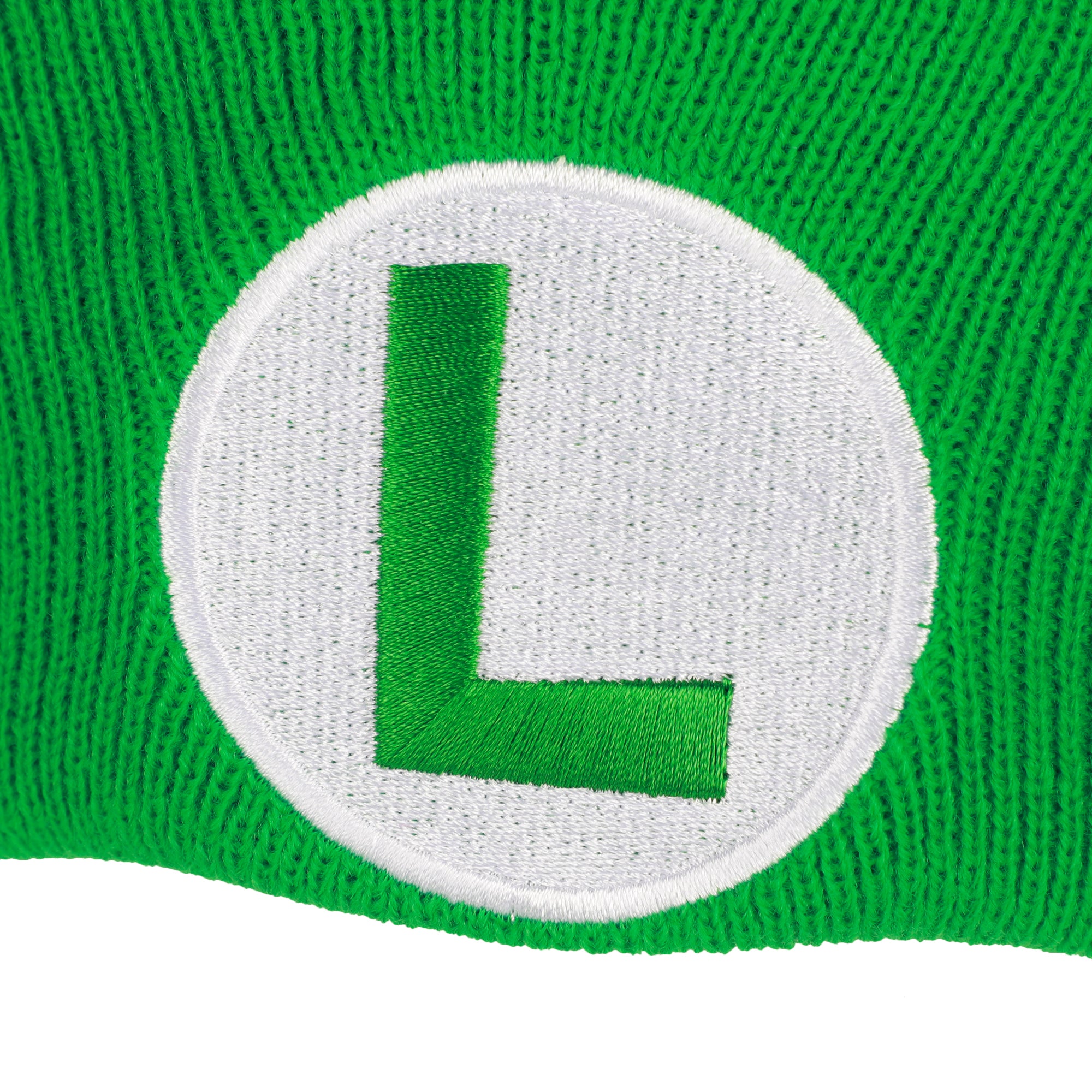 Super Mario Luigi Logo Embroidery Standard Cuff Acrylic Knit Beanie Cuff Beanie