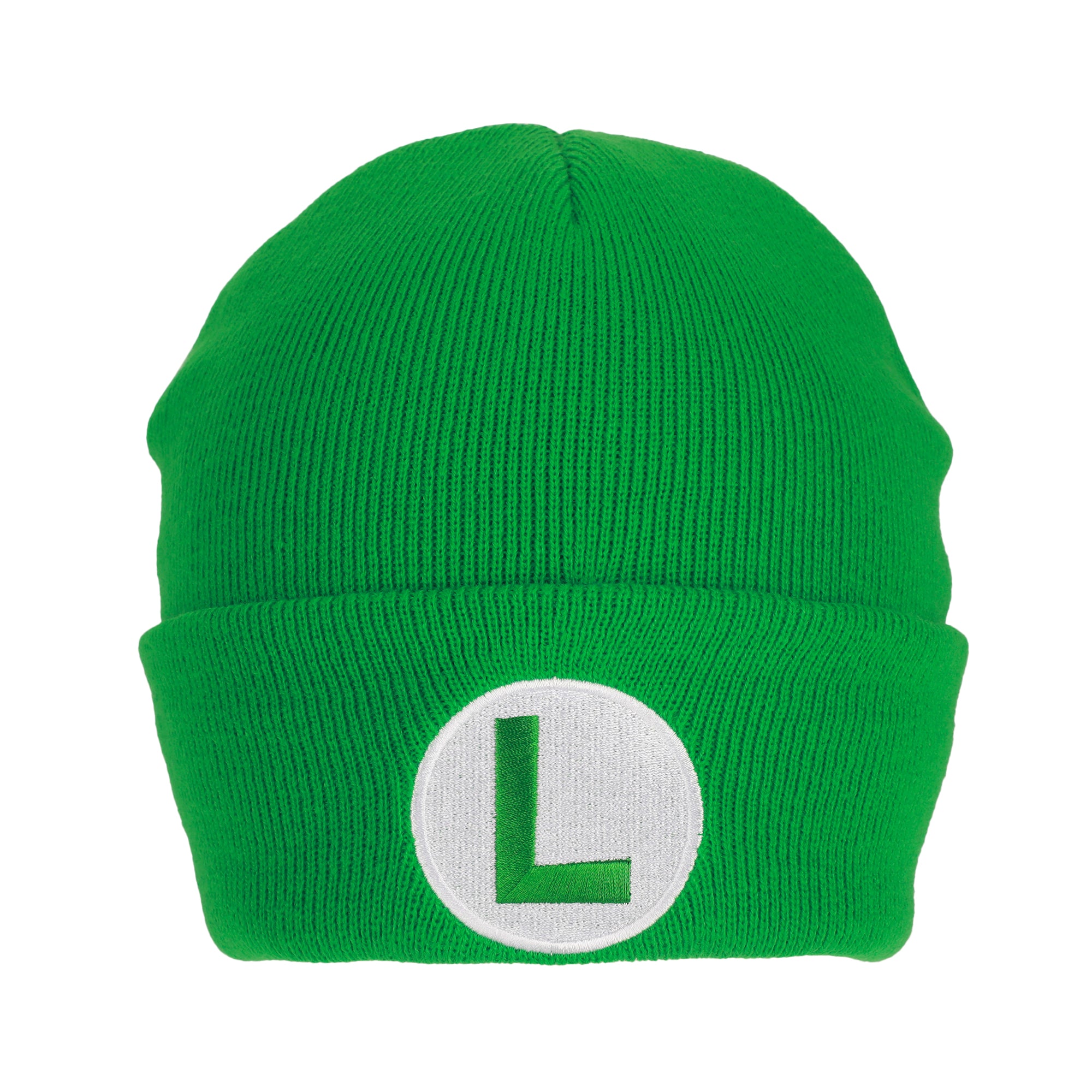 Super Mario Luigi Logo Embroidery Standard Cuff Acrylic Knit Beanie Cuff Beanie