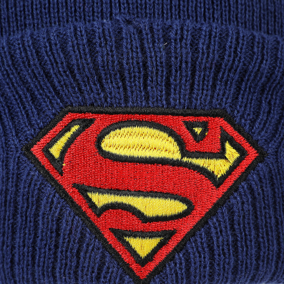 Superman Logo & Name Text Blue Cuff Beanie