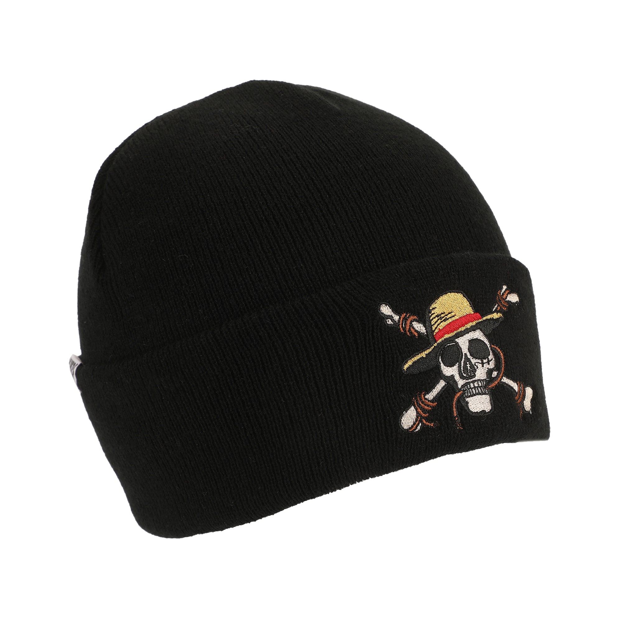 One Piece Straw Hat Pirates Skull & Crossbones Logo Black Cuff Beanie
