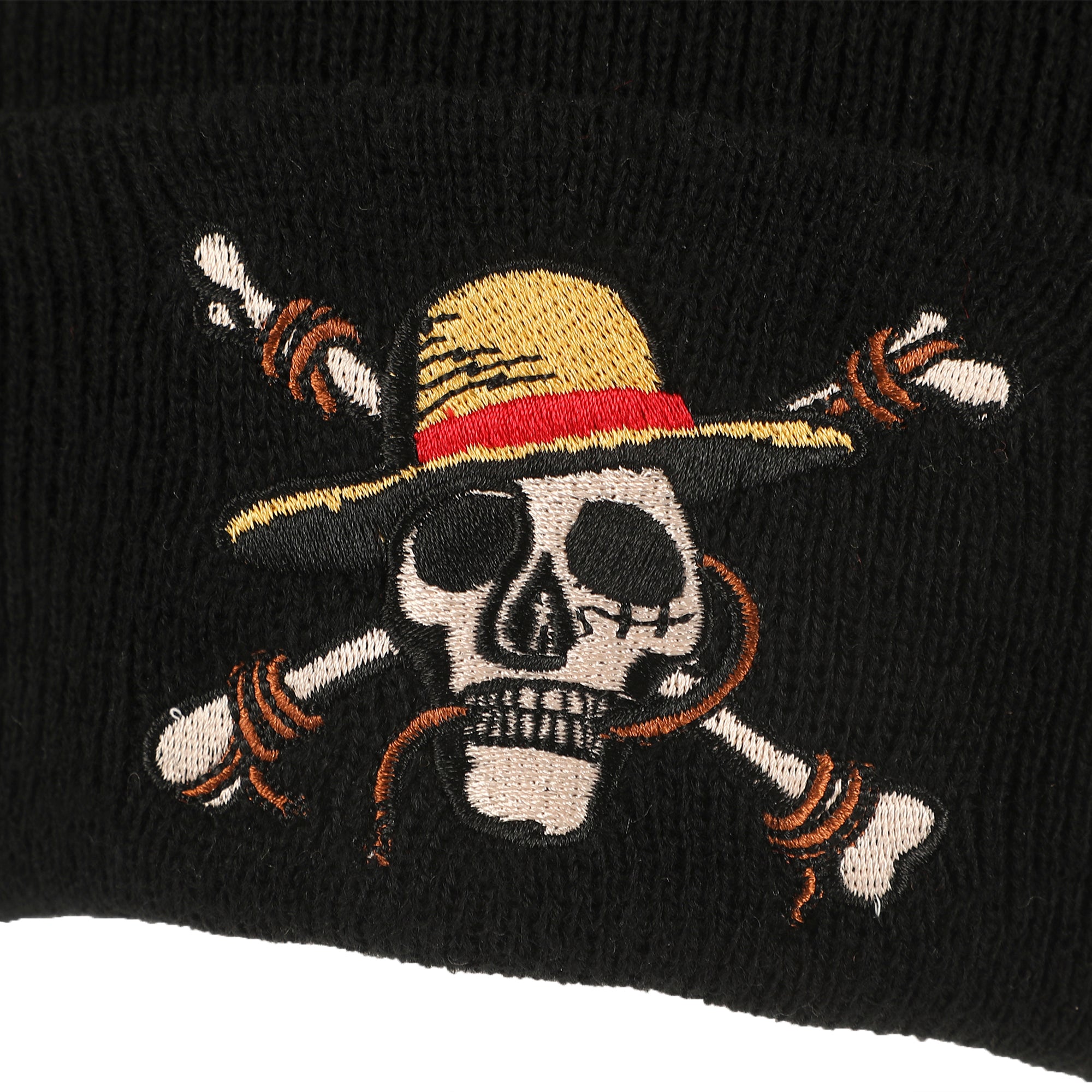 One Piece Straw Hat Pirates Skull & Crossbones Logo Black Cuff Beanie