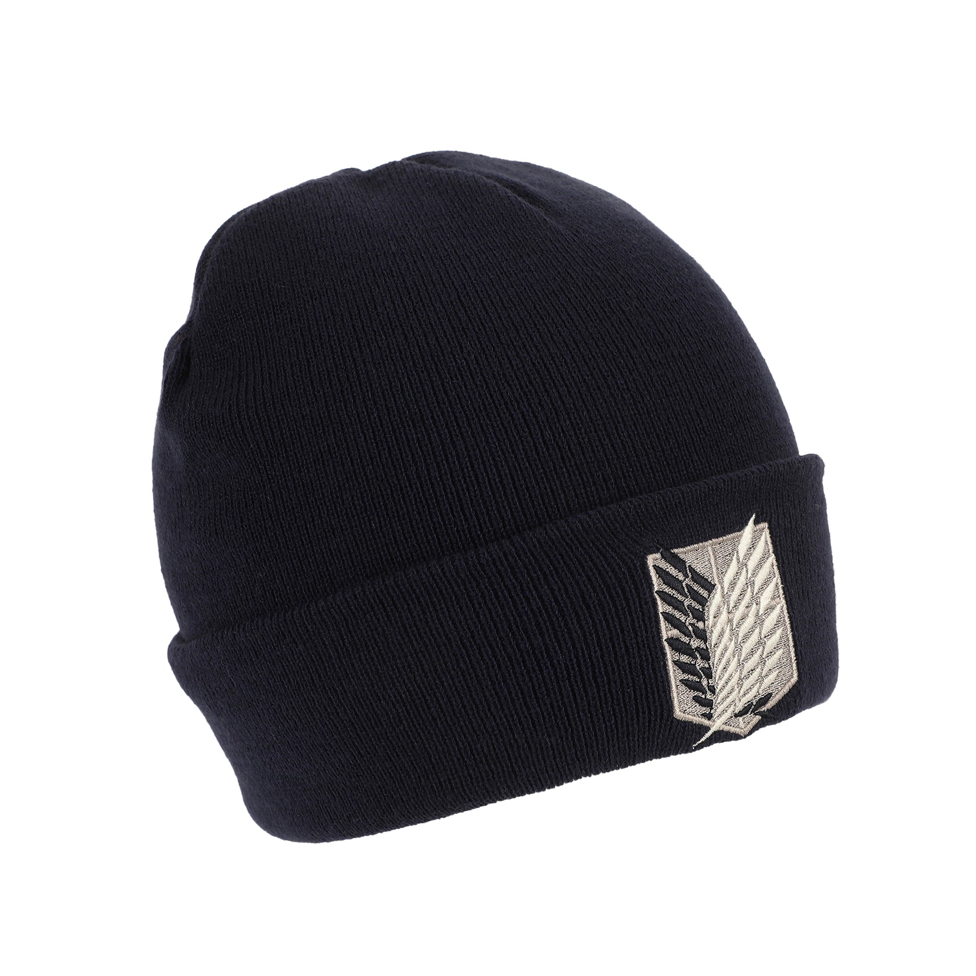 Attack On Titan Embroidered Survey Corps Logo Black Cuff Beanie