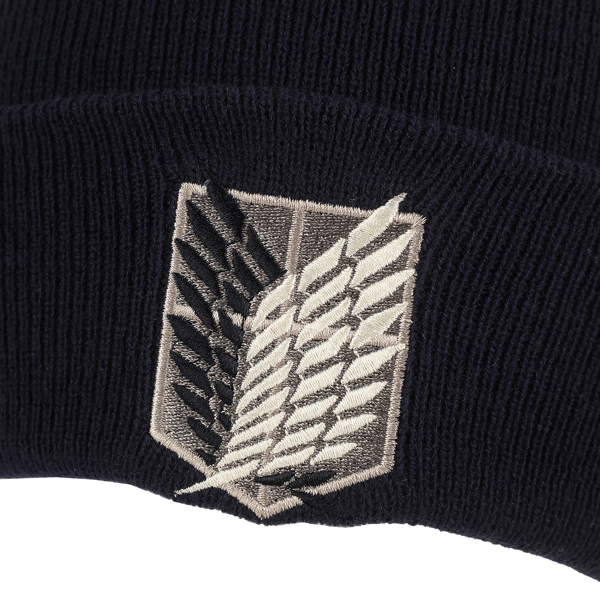 Attack On Titan Embroidered Survey Corps Logo Black Cuff Beanie