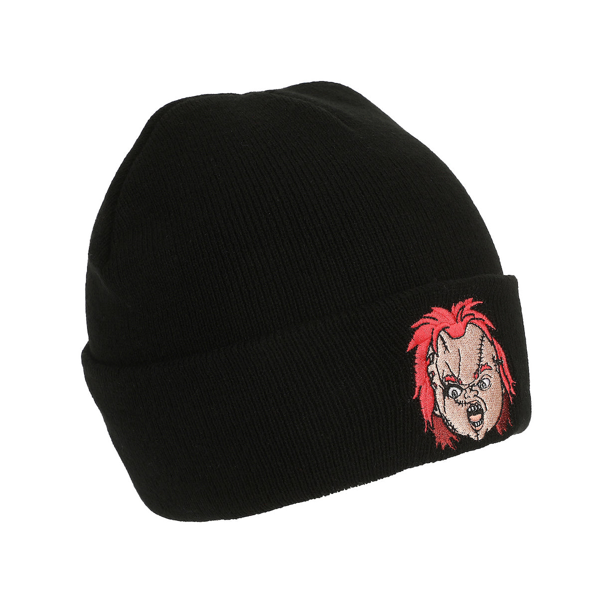 Chucky Embroidery Black Acrylic Knit Standard Cuff Beanie
