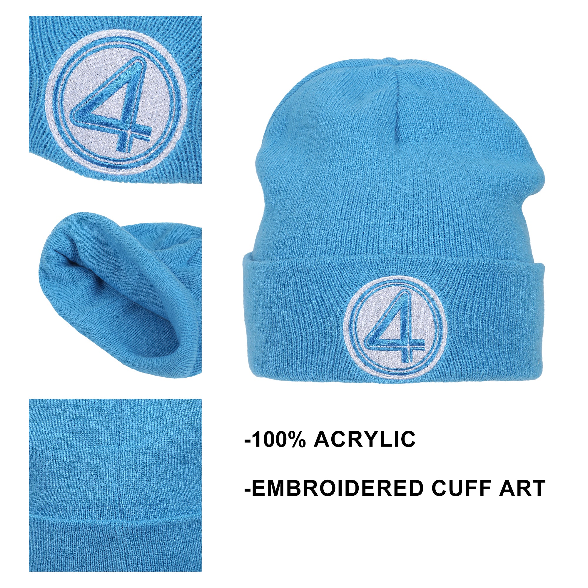 The Fantastic Four: Final Steps Fantastic Four 4 Symbol Embroidery Acrylic Knit Standard Cuff Beanie