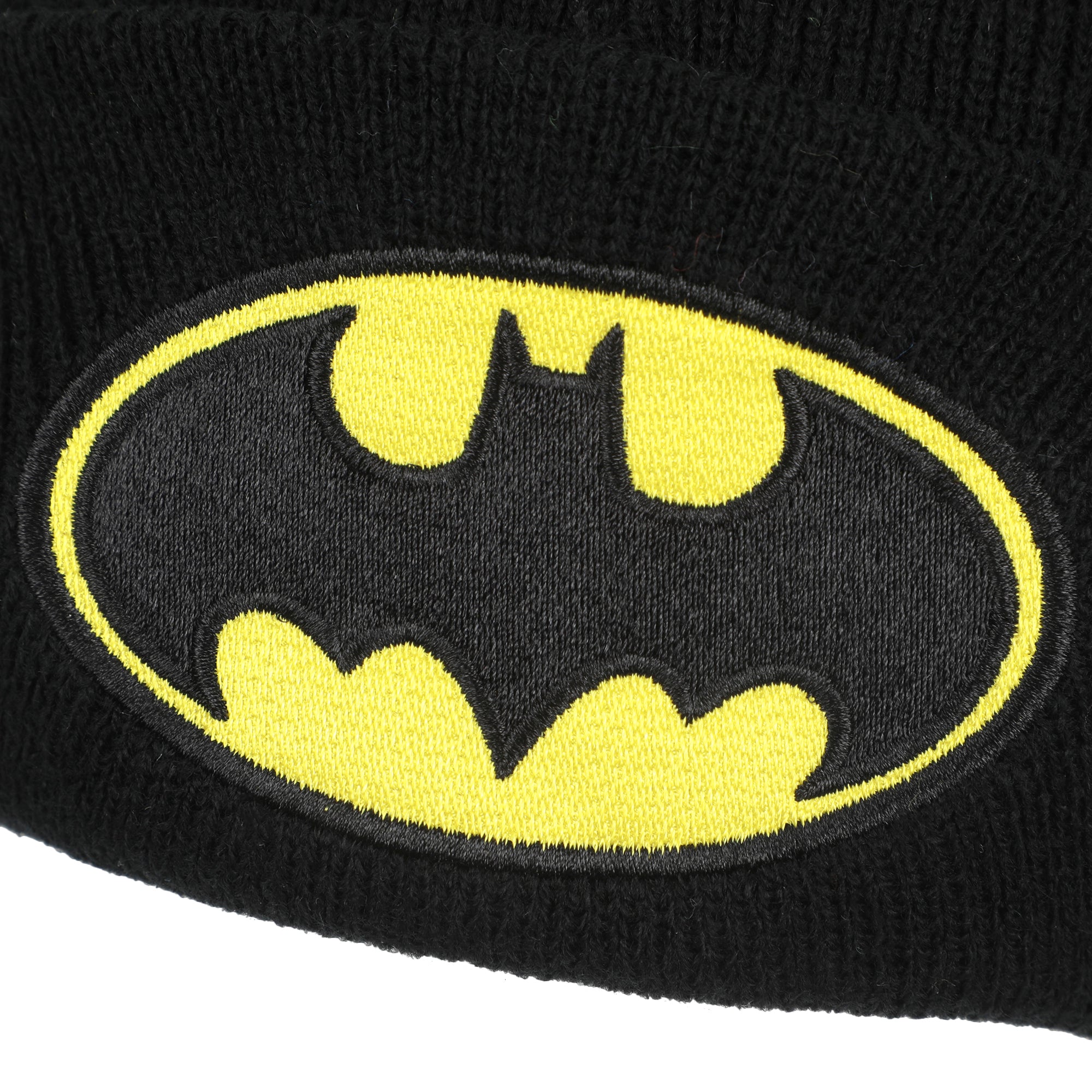 Batman Logo Embroidery Black Acrylic Knit Standard Cuff Beanie