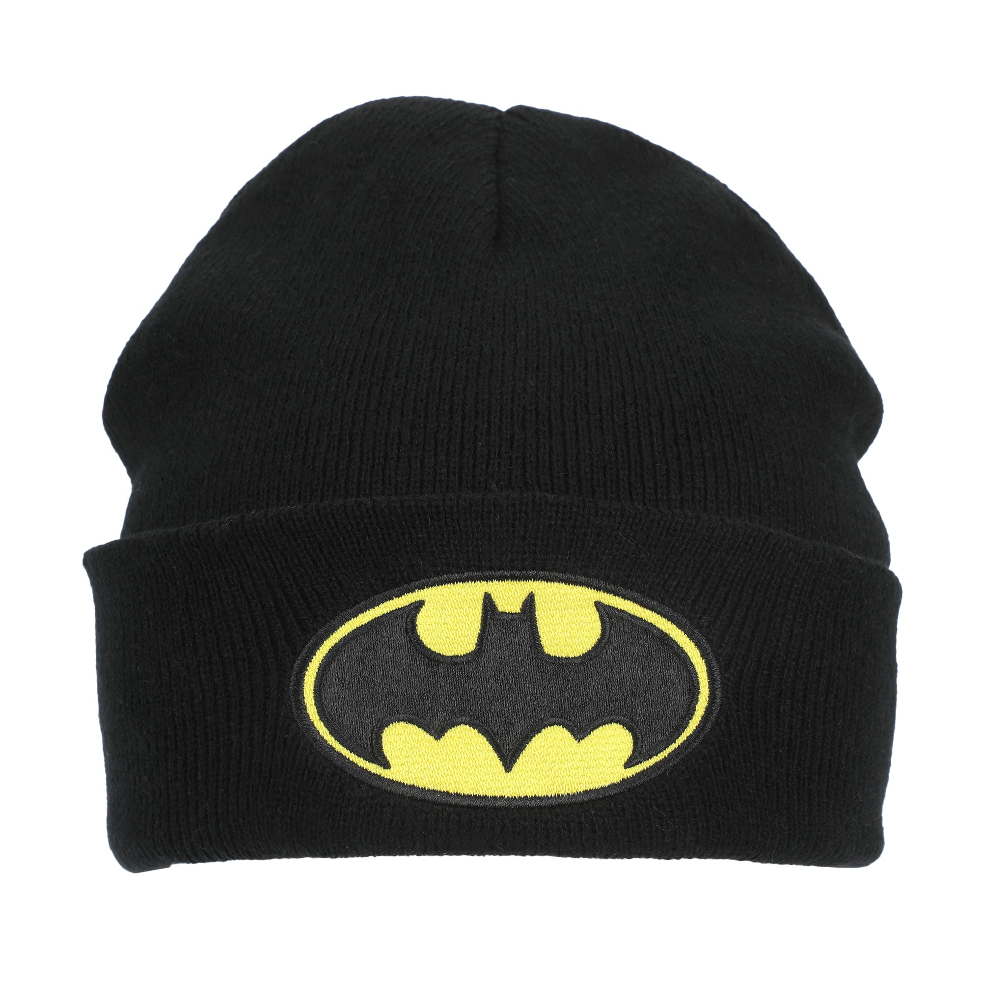Batman Logo Embroidery Black Acrylic Knit Standard Cuff Beanie