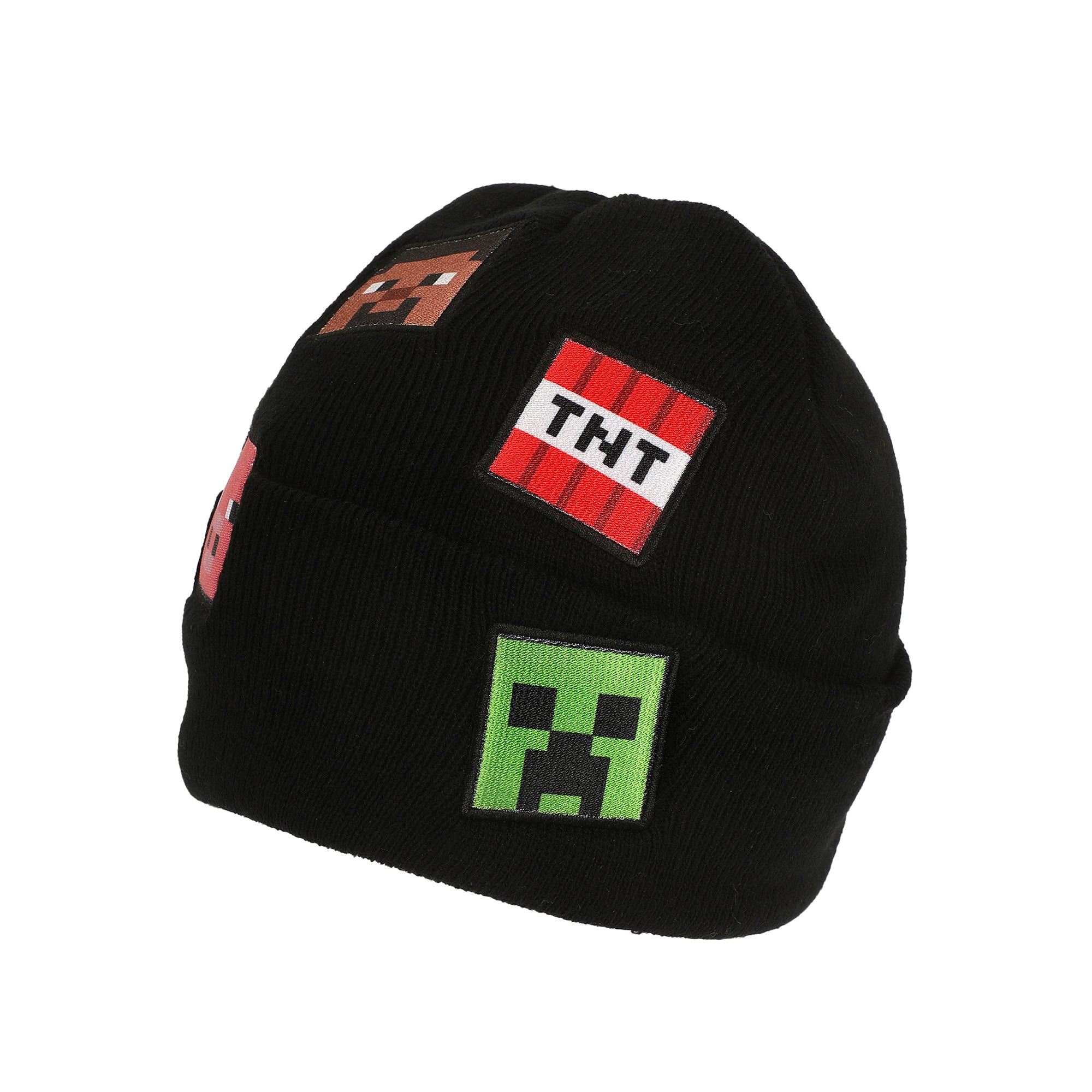 Minecraft Printed Character Patches Black Cuff Beanie