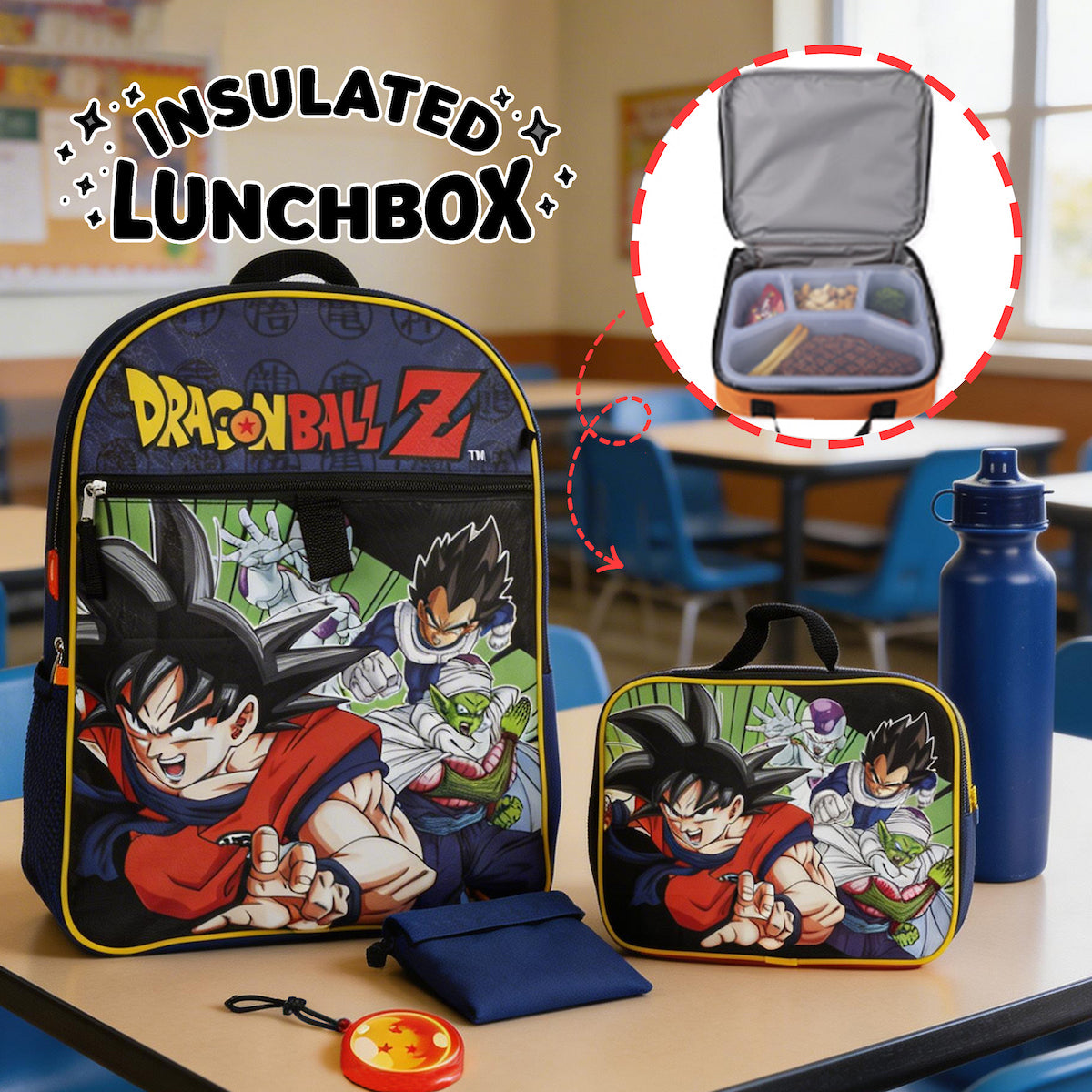 Dragon Ball Z kids Backpack Set 4-Piece School Supplies Combo