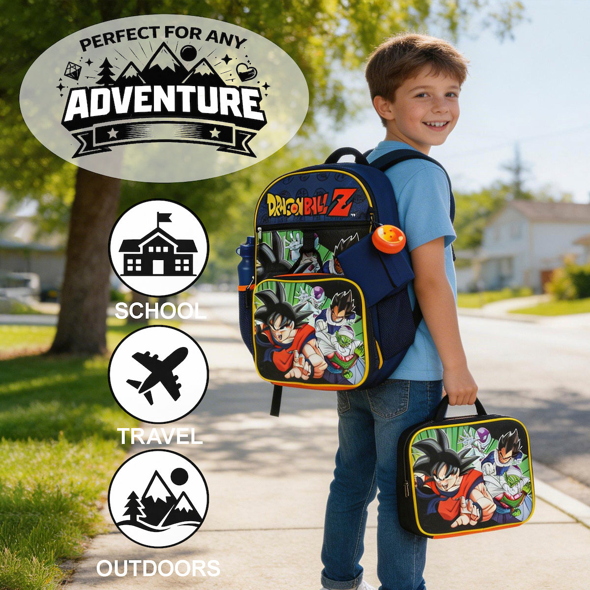 Dragon Ball Z kids Backpack Set 4-Piece School Supplies Combo