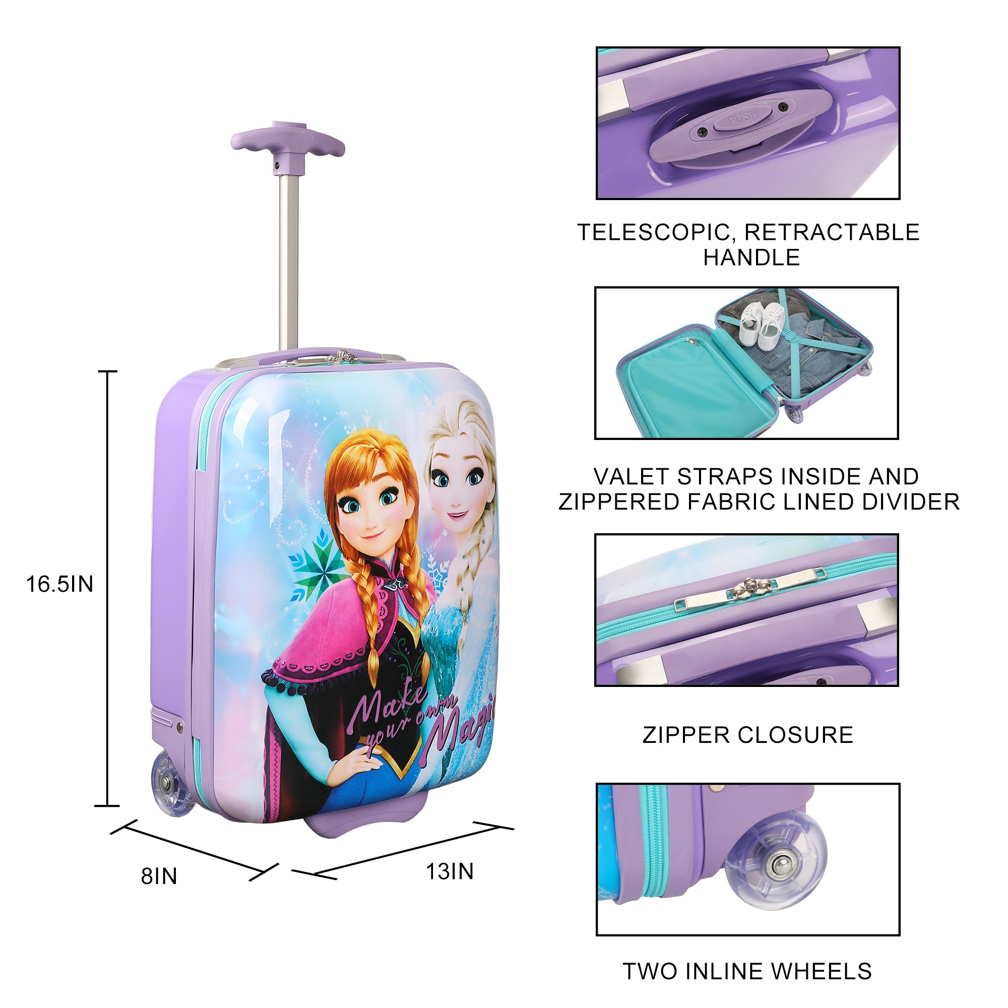 Disney Frozen Hard Sided 2-Wheel Rolling Luggage with Top Handle