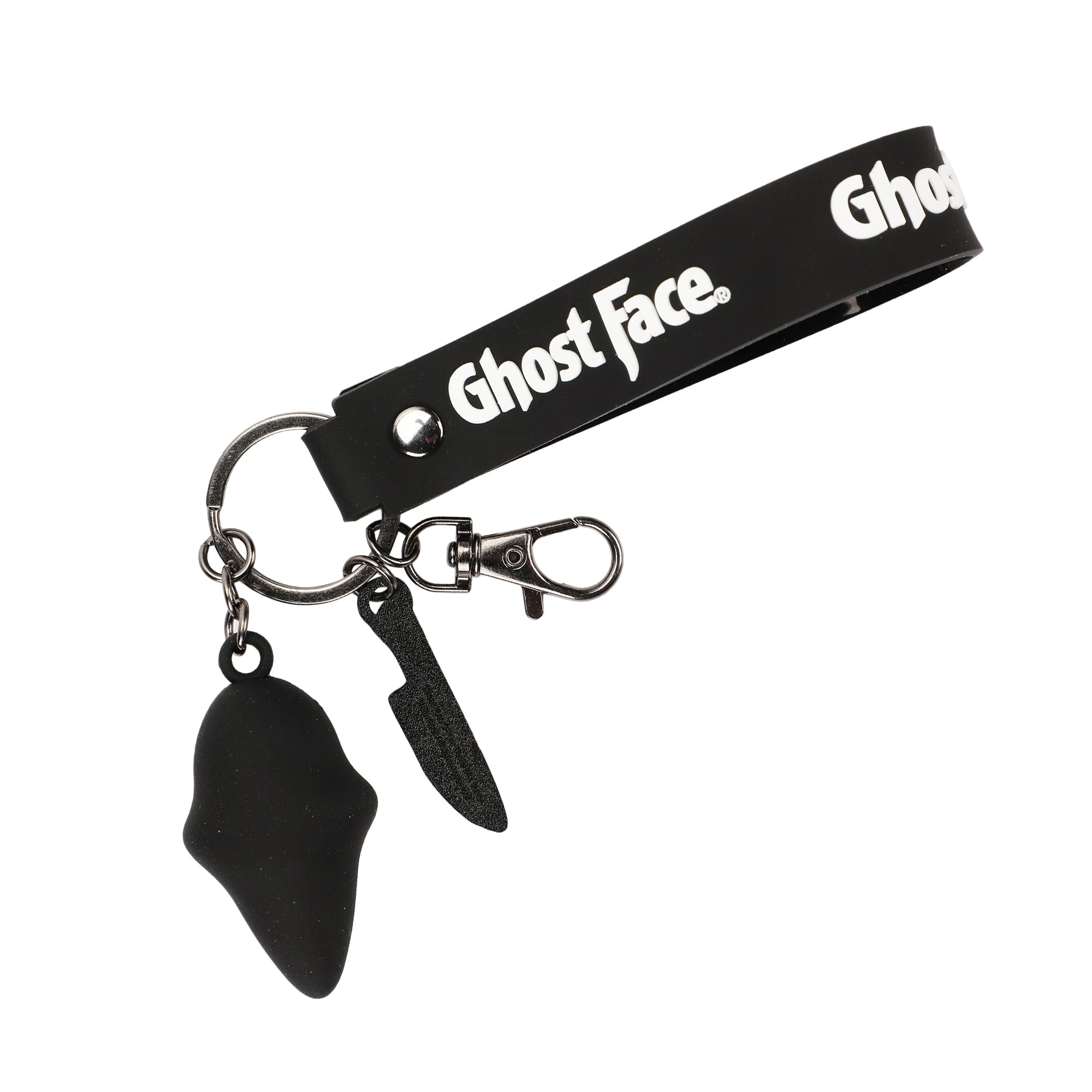 Ghostface Molded with Knife Icon Charm and Rubber Strap Keychain
