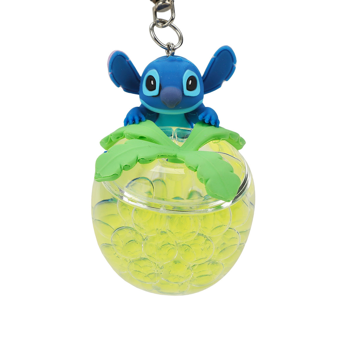 Disney Stich Liquid-Filled Pineapple 2.5" Keychain With Wristlet Strap