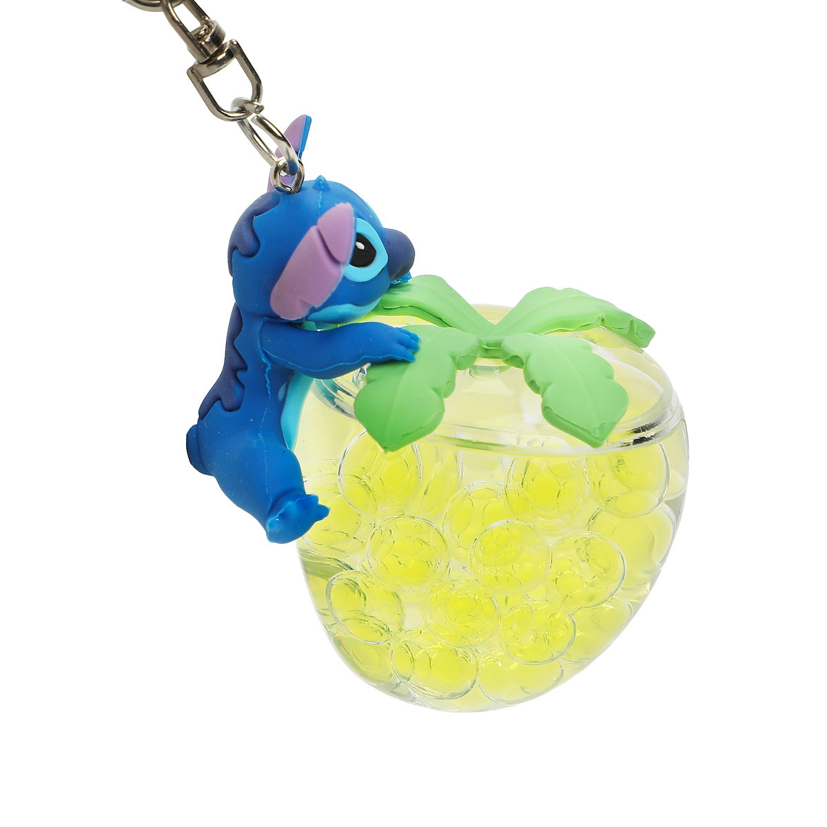 Disney Stich Liquid-Filled Pineapple 2.5" Keychain With Wristlet Strap