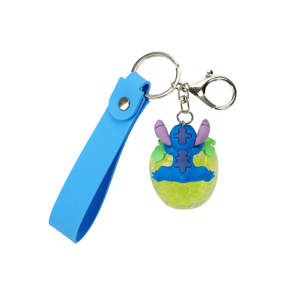 Disney Stich Liquid-Filled Pineapple 2.5" Keychain With Wristlet Strap