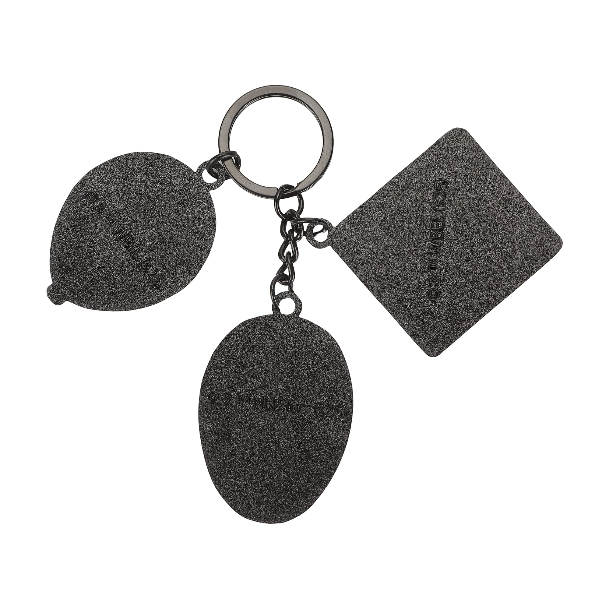 WB Horror Movies Keychain with 3 Charms, The Conjuring Annabelle It Pennywise Friday the 13th Jason, Zinc Alloy & Enamel Key Ring, Officially Licensed