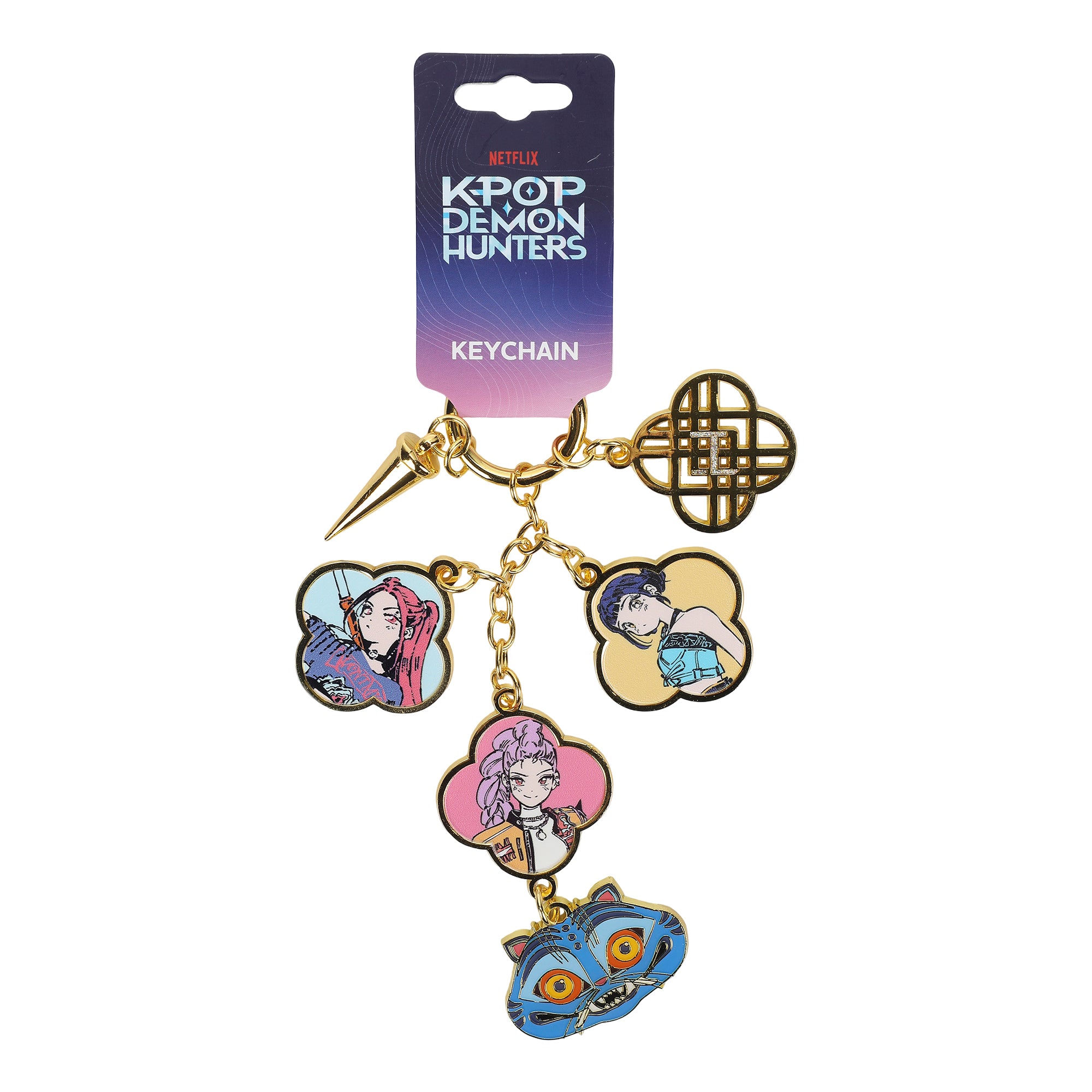 KPop Demon Hunters Favorite Characters Zooey, Rumi, Mira & Derpy Tiger Multi Charm Keychain