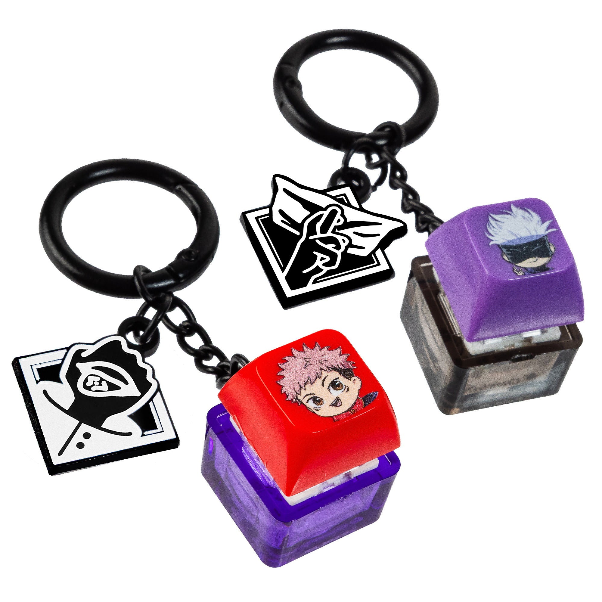 Jujutsu Kaisen Yuji and Gojo Key Cap Clicker Keychain Set