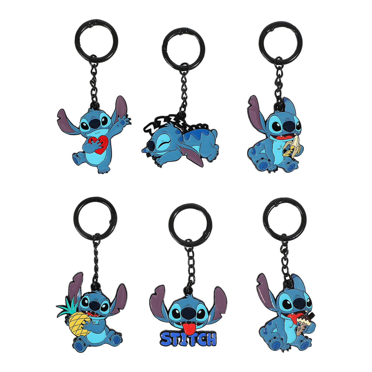 Lilo & Stitch Stitch Hard Enamel Keychain Set of 6