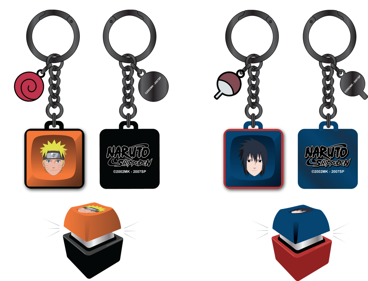 Naruto Shippuden Naruto and Sasuke Key Cap Clicker Keychain