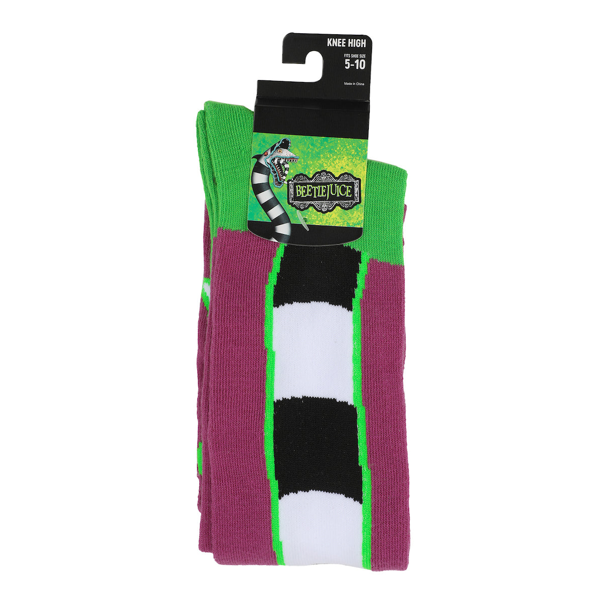 Beetlejuice Sandworms Women's Purple & Green Knee High Socks