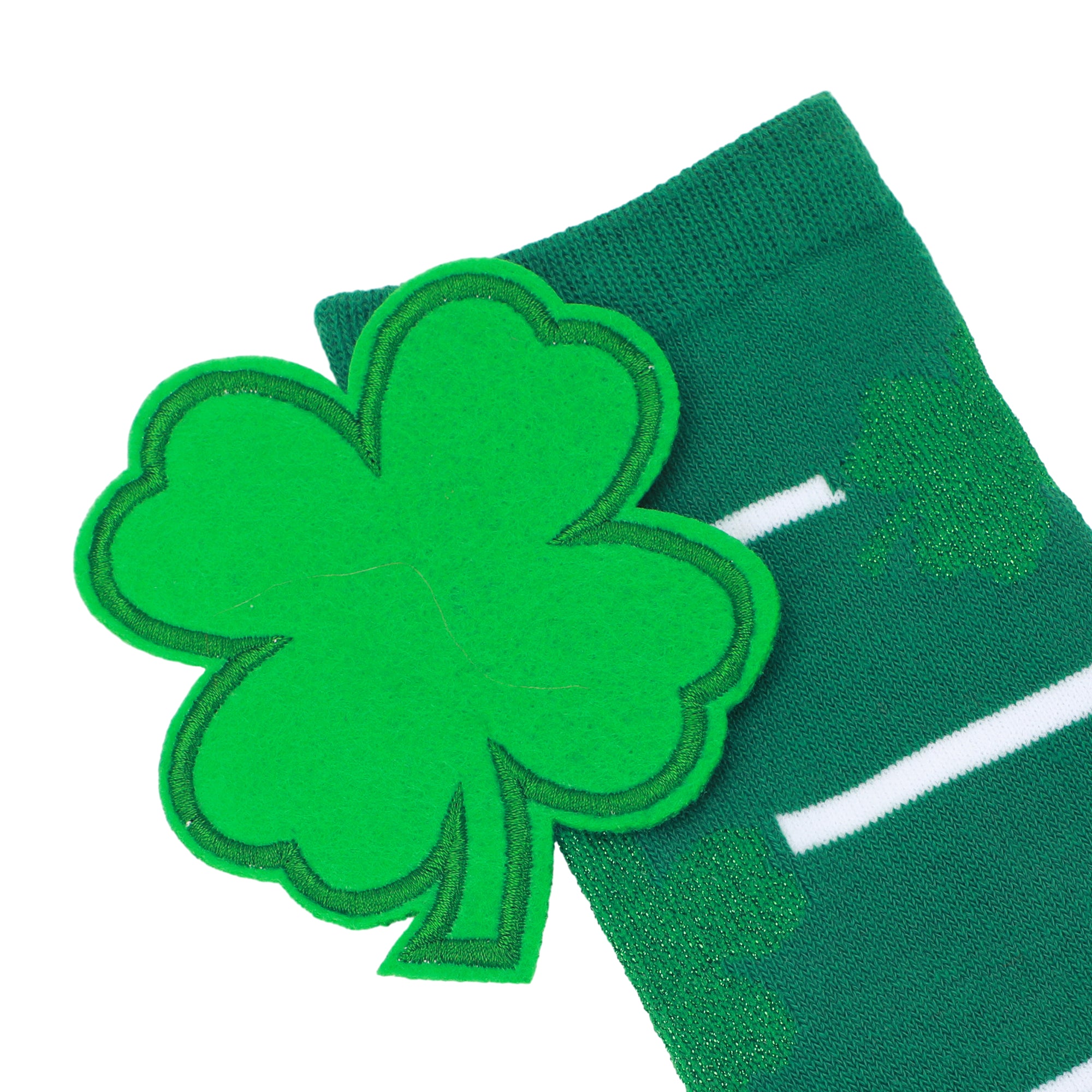 St. Patrick's Day 3D Felt Leprechaun & Clover Women's Green Knee-High Socks