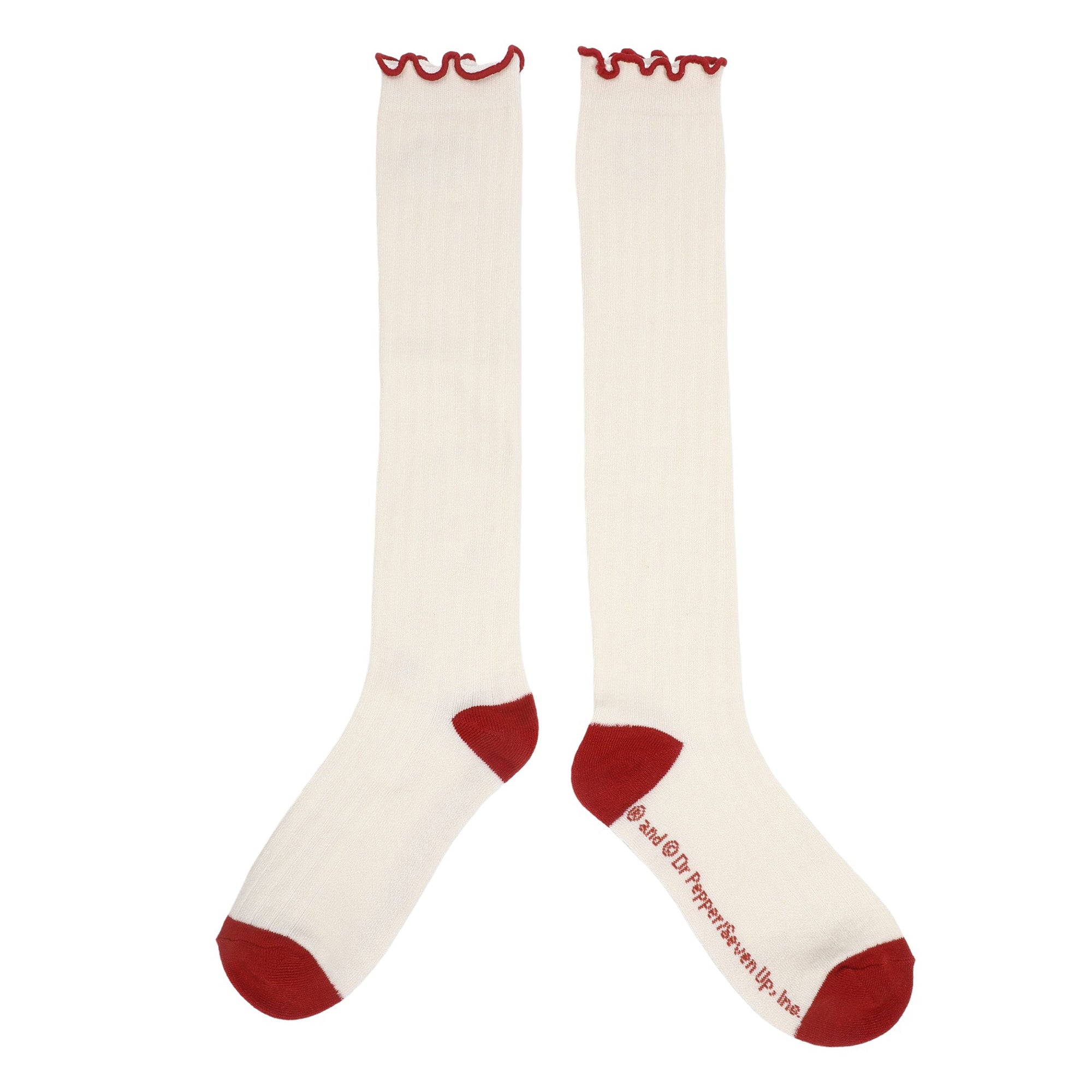 Dr Pepper Embroidered Logo Knee High Sock with Lettuce Edge Cuffs