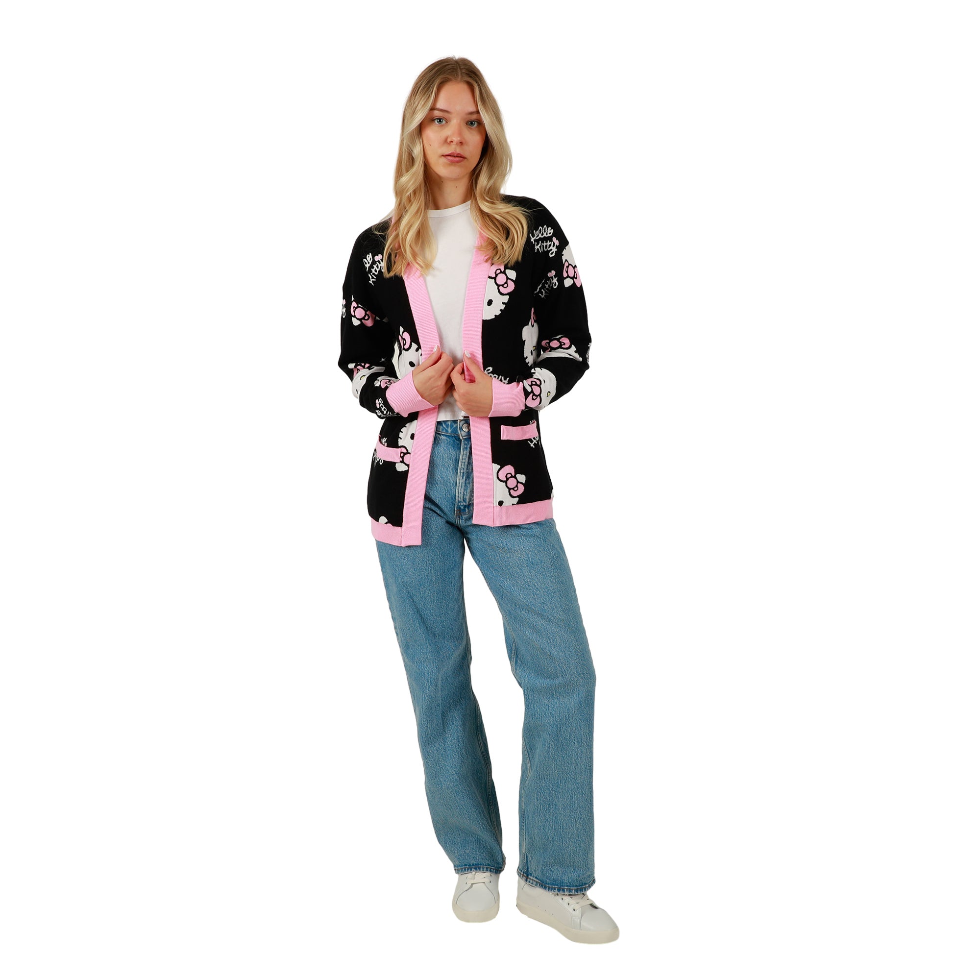 Women's Officially Licensed Hello Kitty Relaxed Fit Knit Cardigan