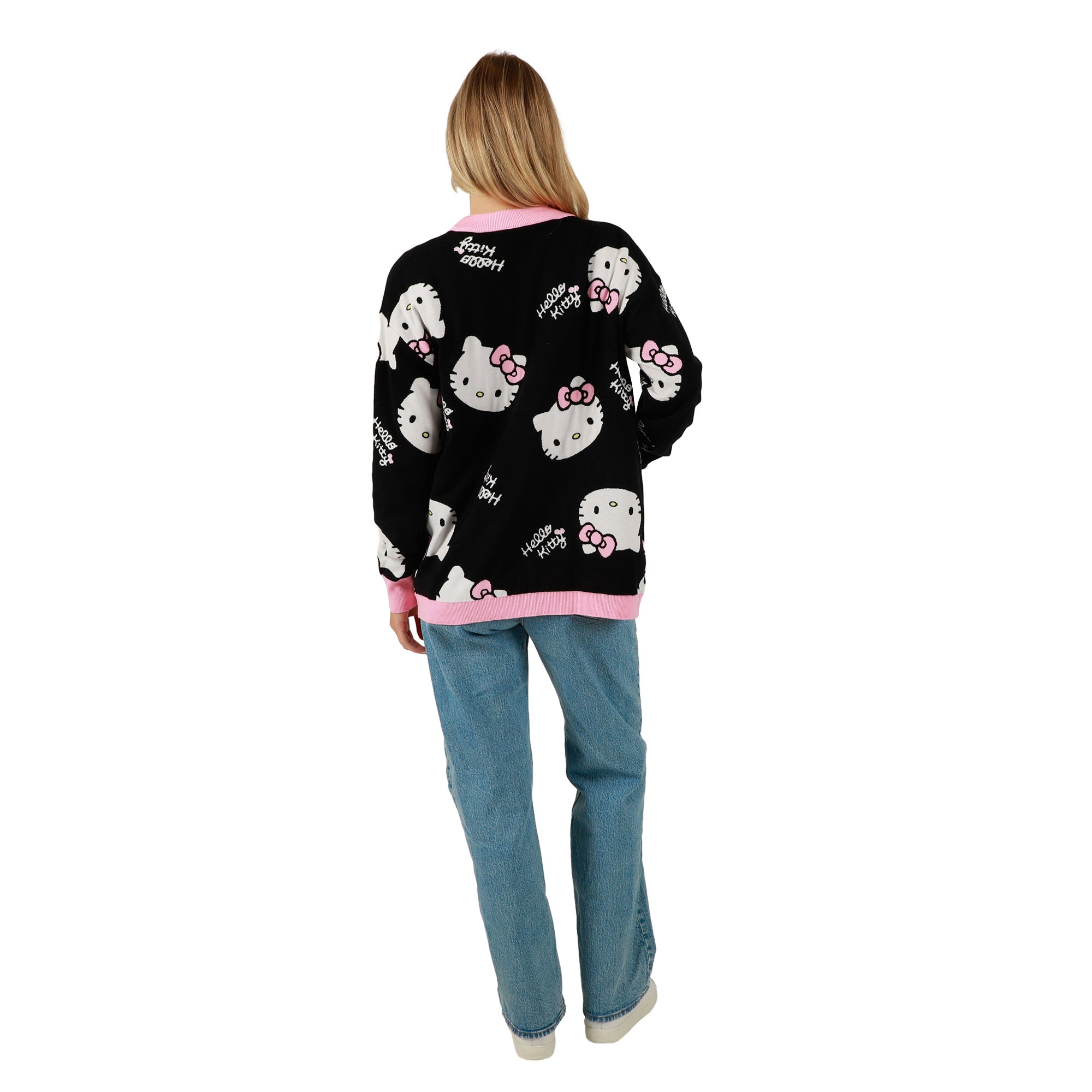 Women's Officially Licensed Hello Kitty Relaxed Fit Knit Cardigan