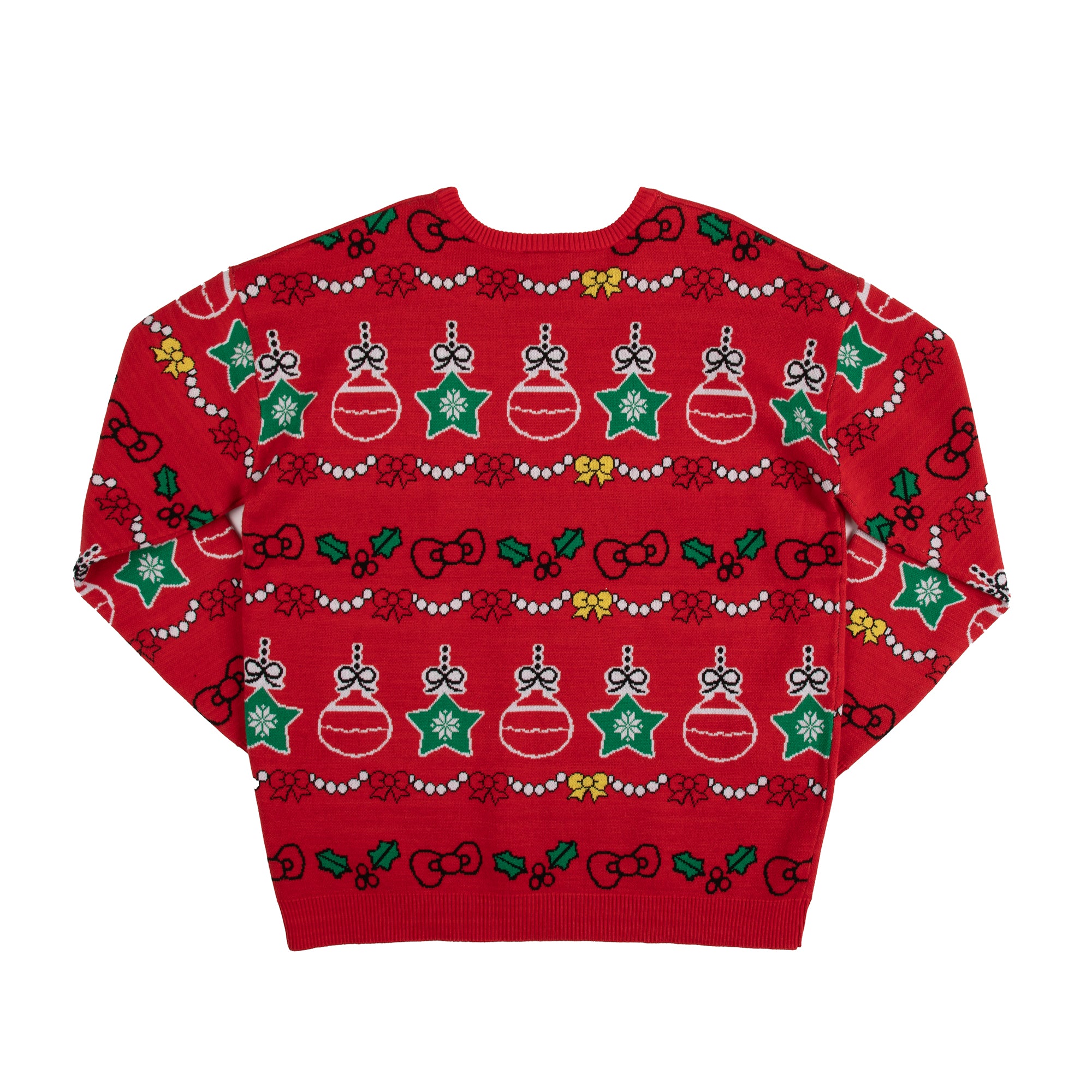 Hello Kitty & Mimmy Happy Holidays Women's Red Crew Neck Long Sleeve Oversized Sweater