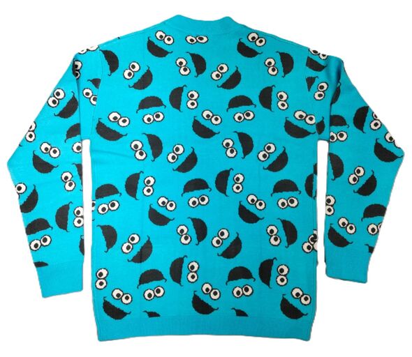 Sesame Street Cookie Monster All-Over Print Women's Blue Long Sleeve Cardigan