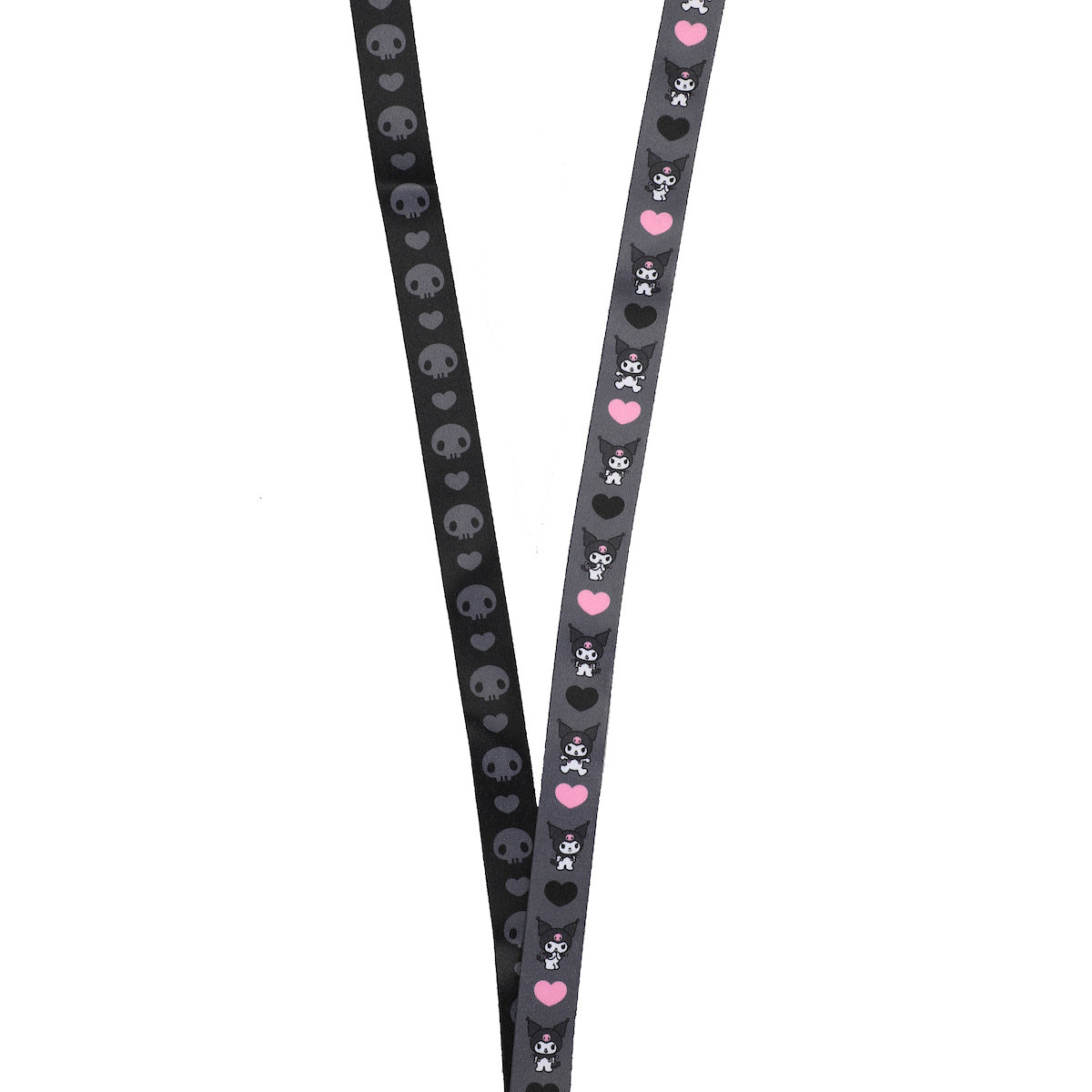 Kuromi Hearts & Skulls Black Lanyard With Character Charm