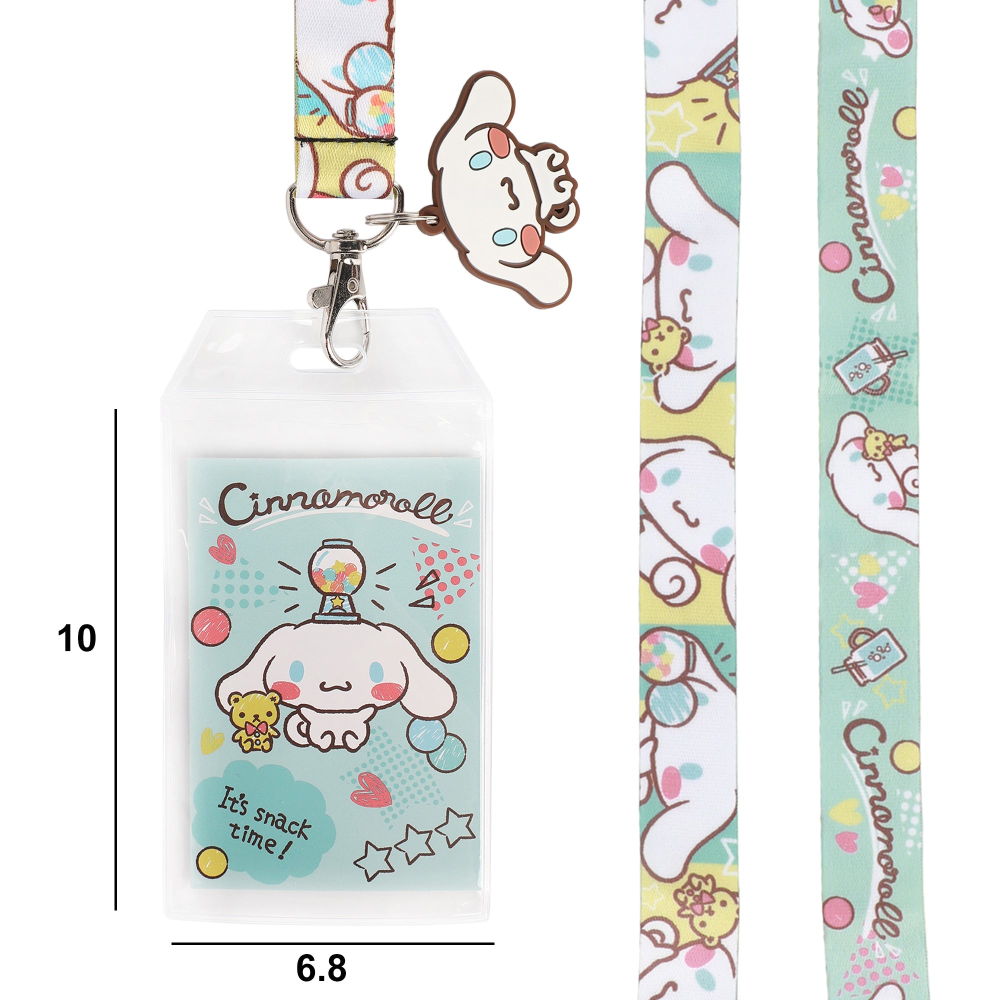 Cinnamaroll Snack Time Theme 22-inch Lanyard with Clear ID Sleeve and Rubber Charm