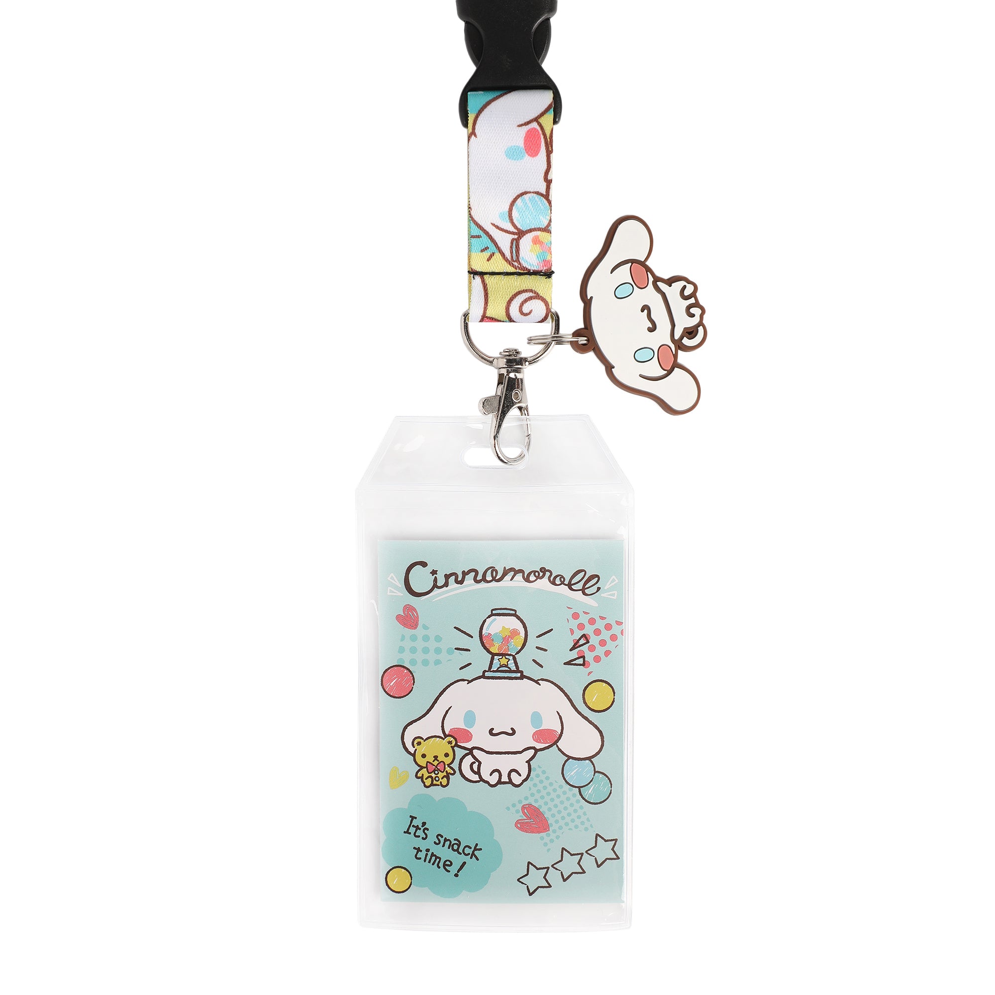 Cinnamaroll Snack Time Theme 22-inch Lanyard with Clear ID Sleeve and Rubber Charm