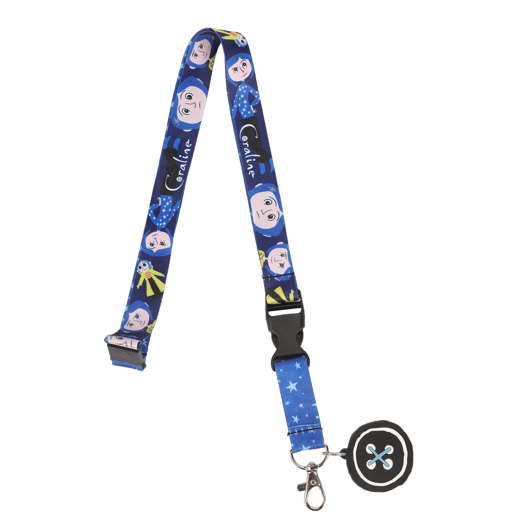 Coraline Twitchy Witchy Girl 22-inch Lanyard with Clear ID Sleeve and Rubber Charm