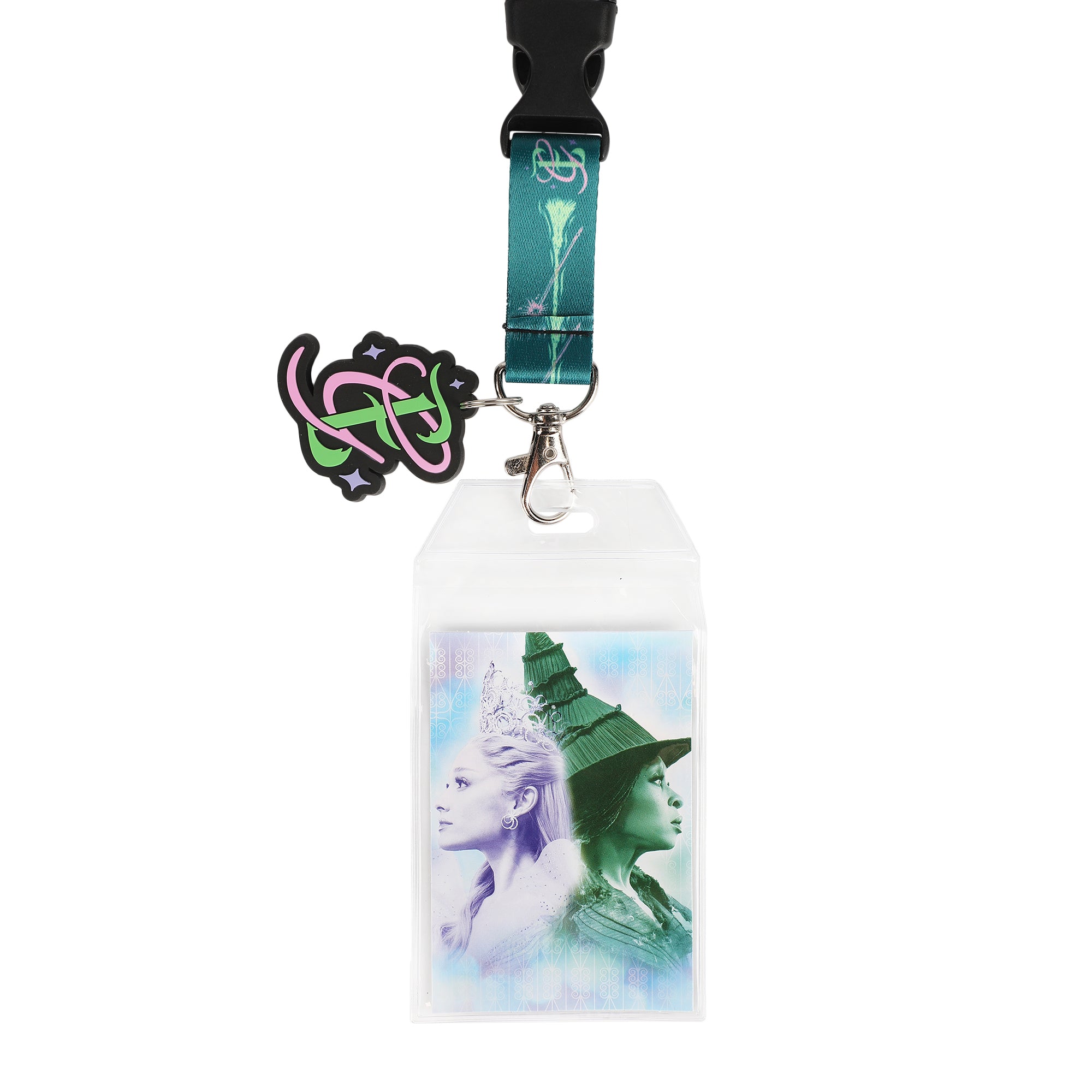 Wicked Elphaba and Glinda 22-inch Lanyard with Clear ID Sleeve and Rubber Charm