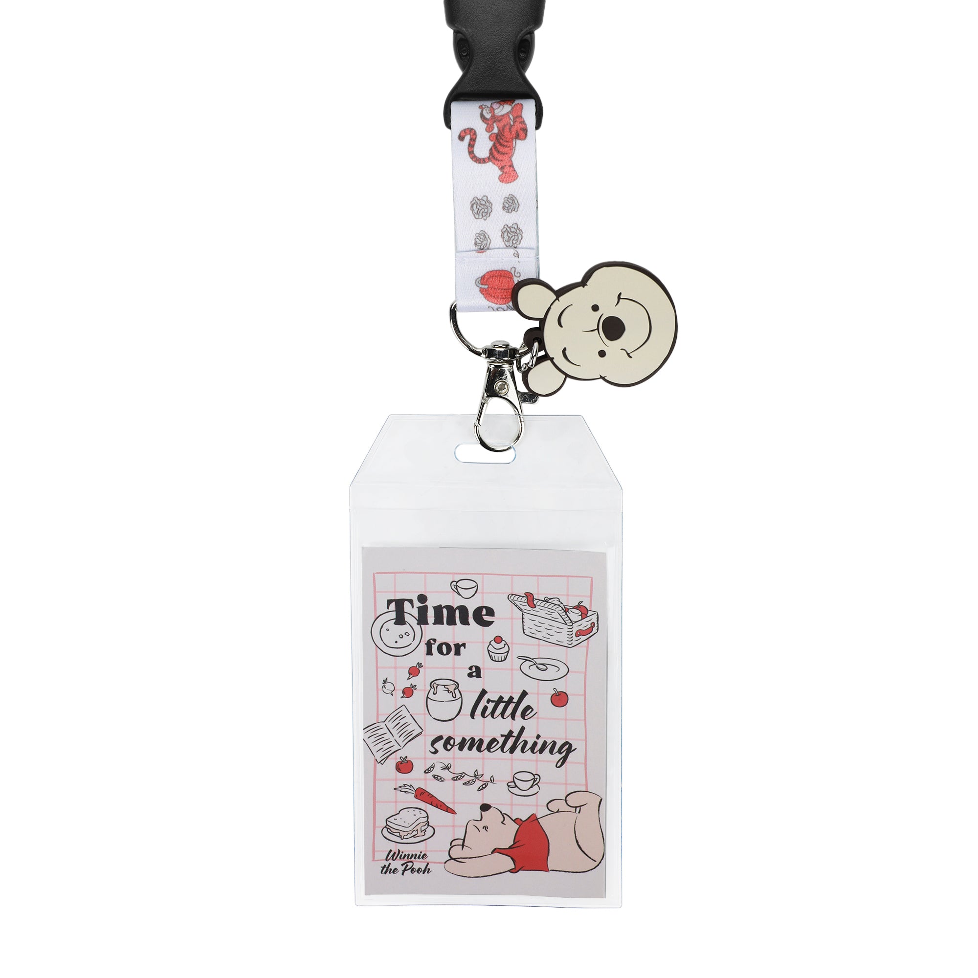 Winnie the Pooh Time For A Little Something 22-inch Lanyard with Clear ID Sleeve and Rubber Charm