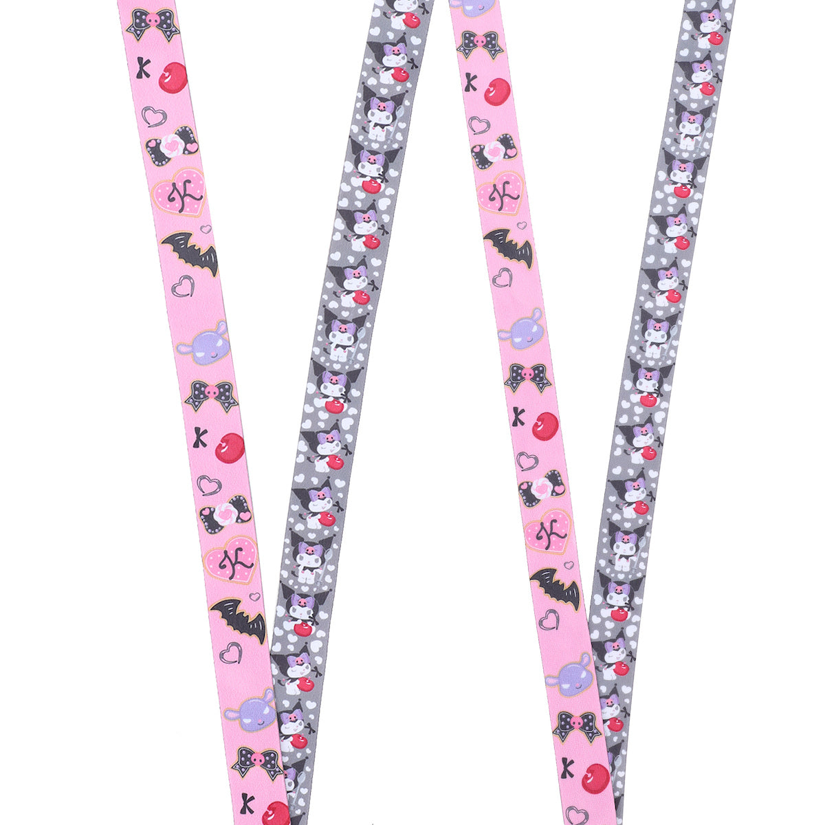 Kuromi Cherries & Cookies 22-Inch Lanyard With Kuromi Charm and Clear ID Sleeve