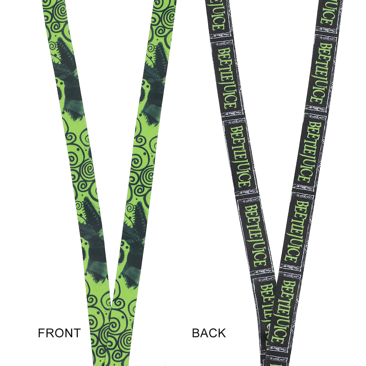 Beetlejuice Green Logo 22-inch Lanyard with Clear ID Sleeve and Rubber Charm