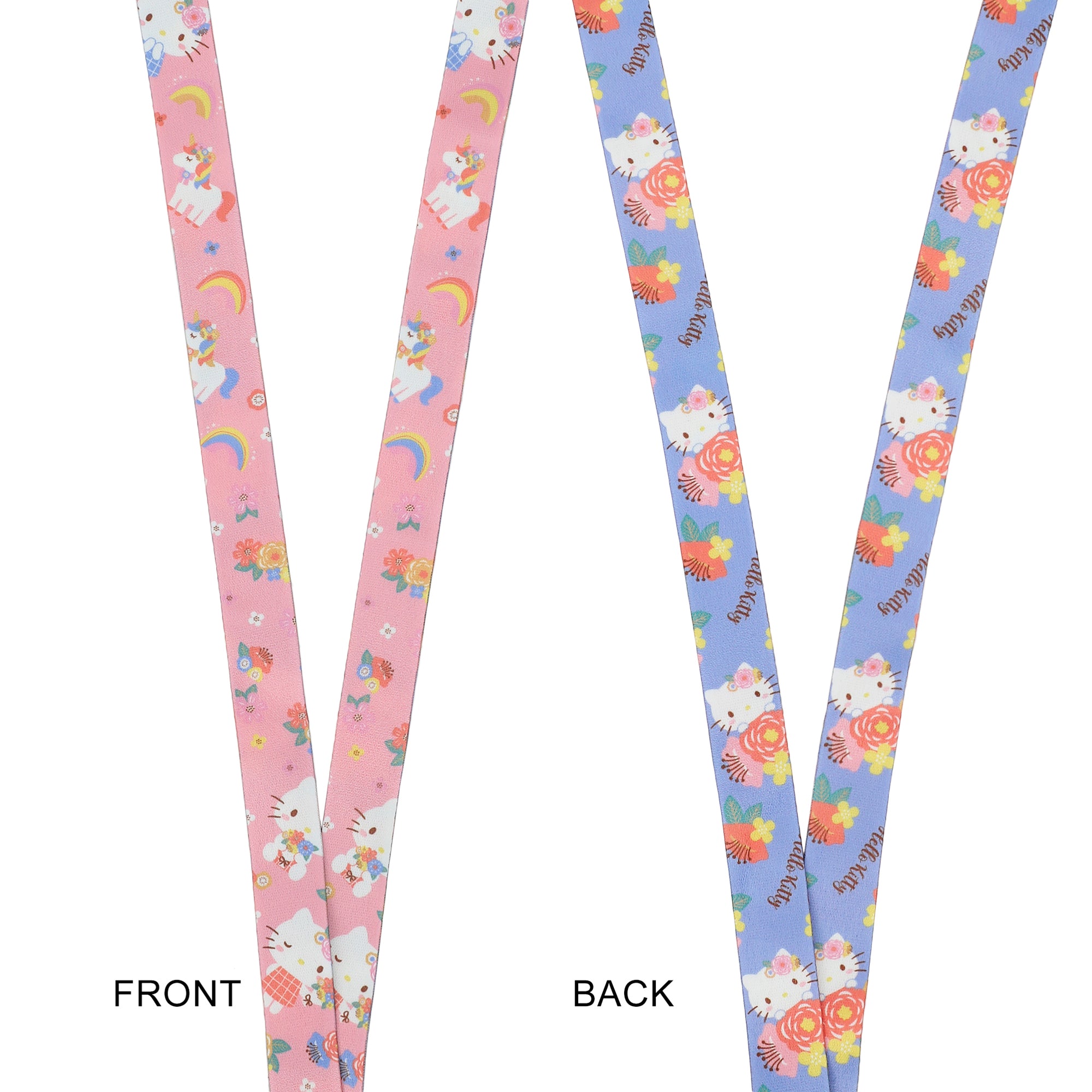 Hello Kitty Flowers 22" Blue & Pink Lanyard WIth ID Sleeve
