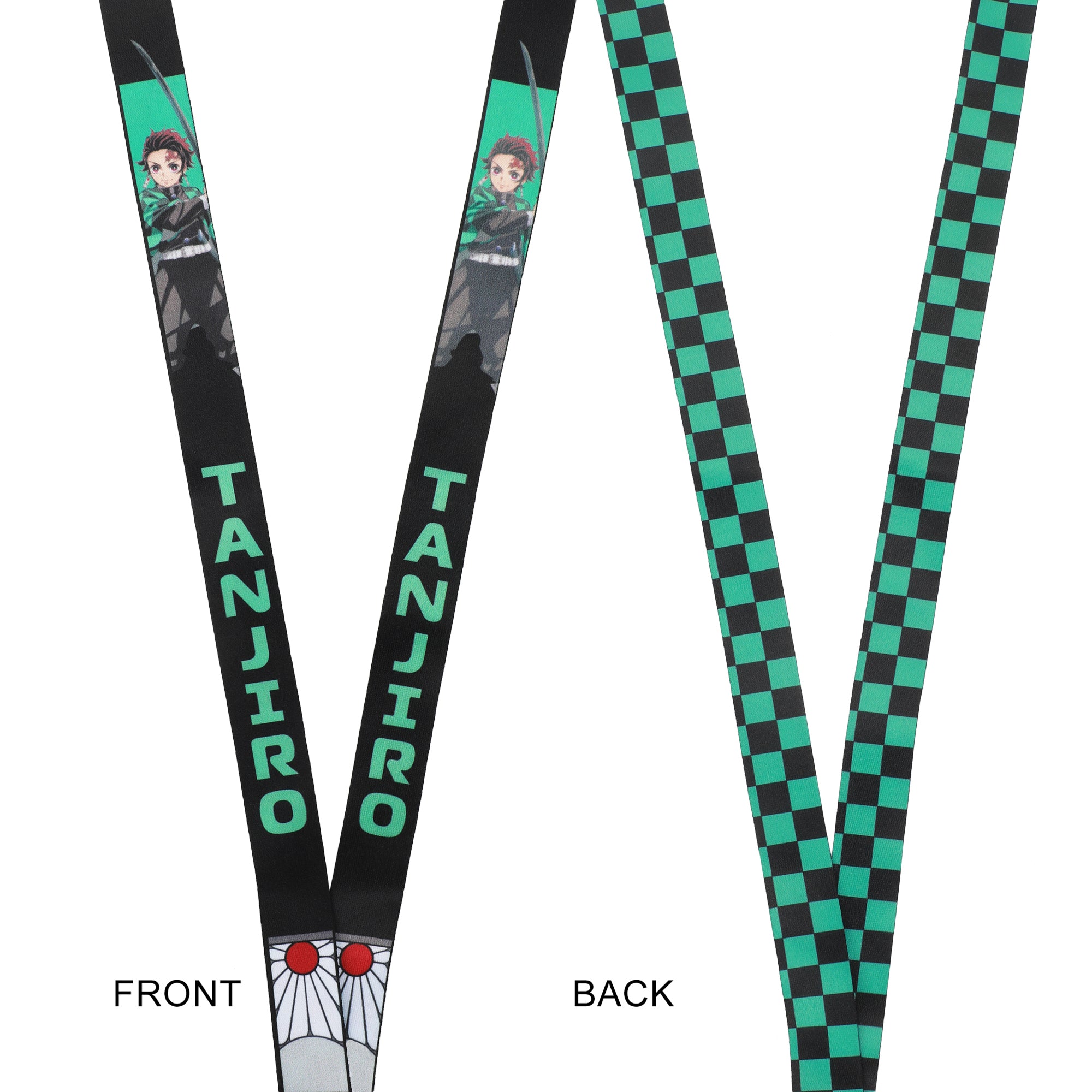Demon Slayer Tanjiro Earring Black & Green Checkered Lanyard